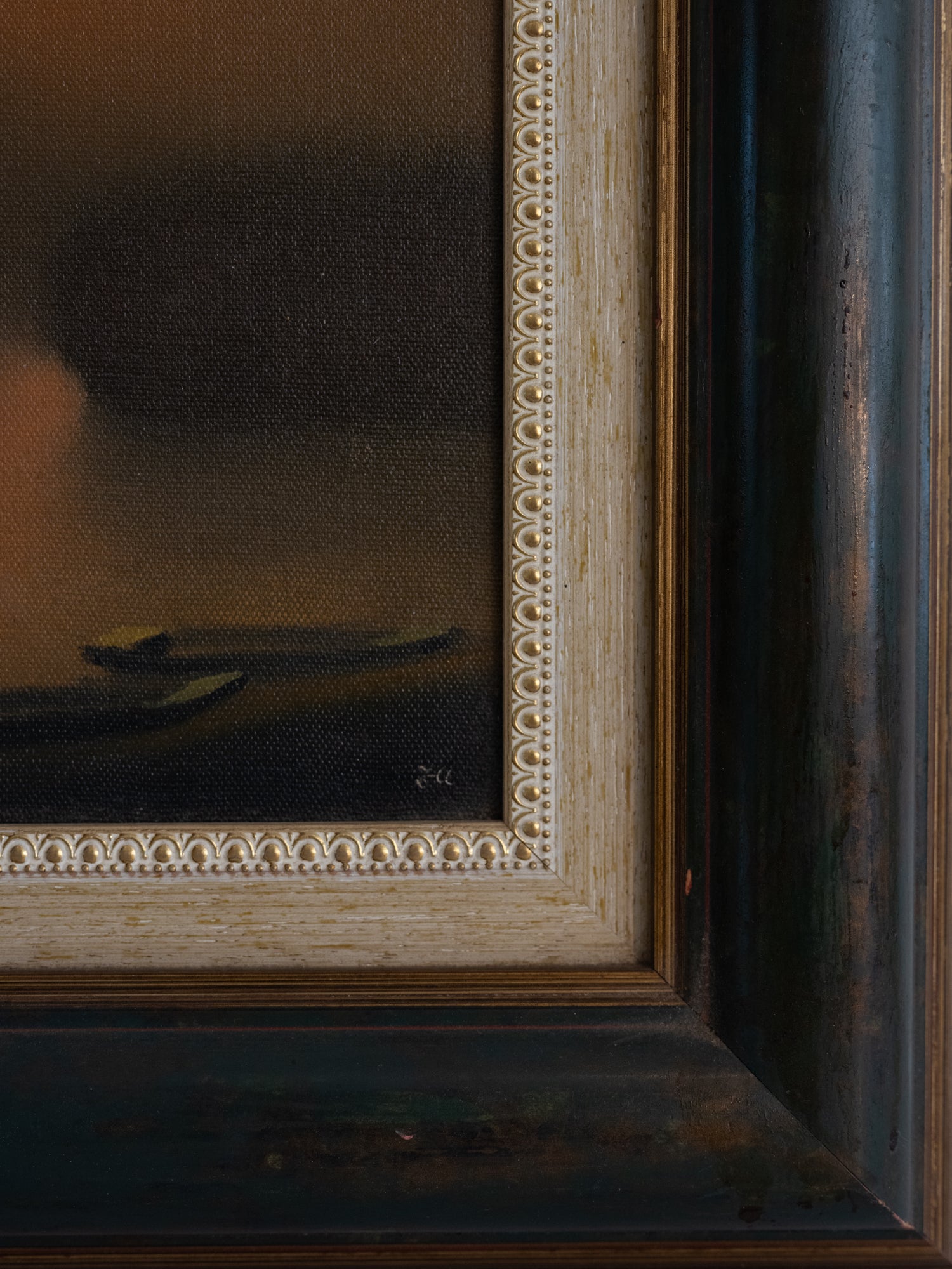 Vintage French Art | Rowboat on River | Framed