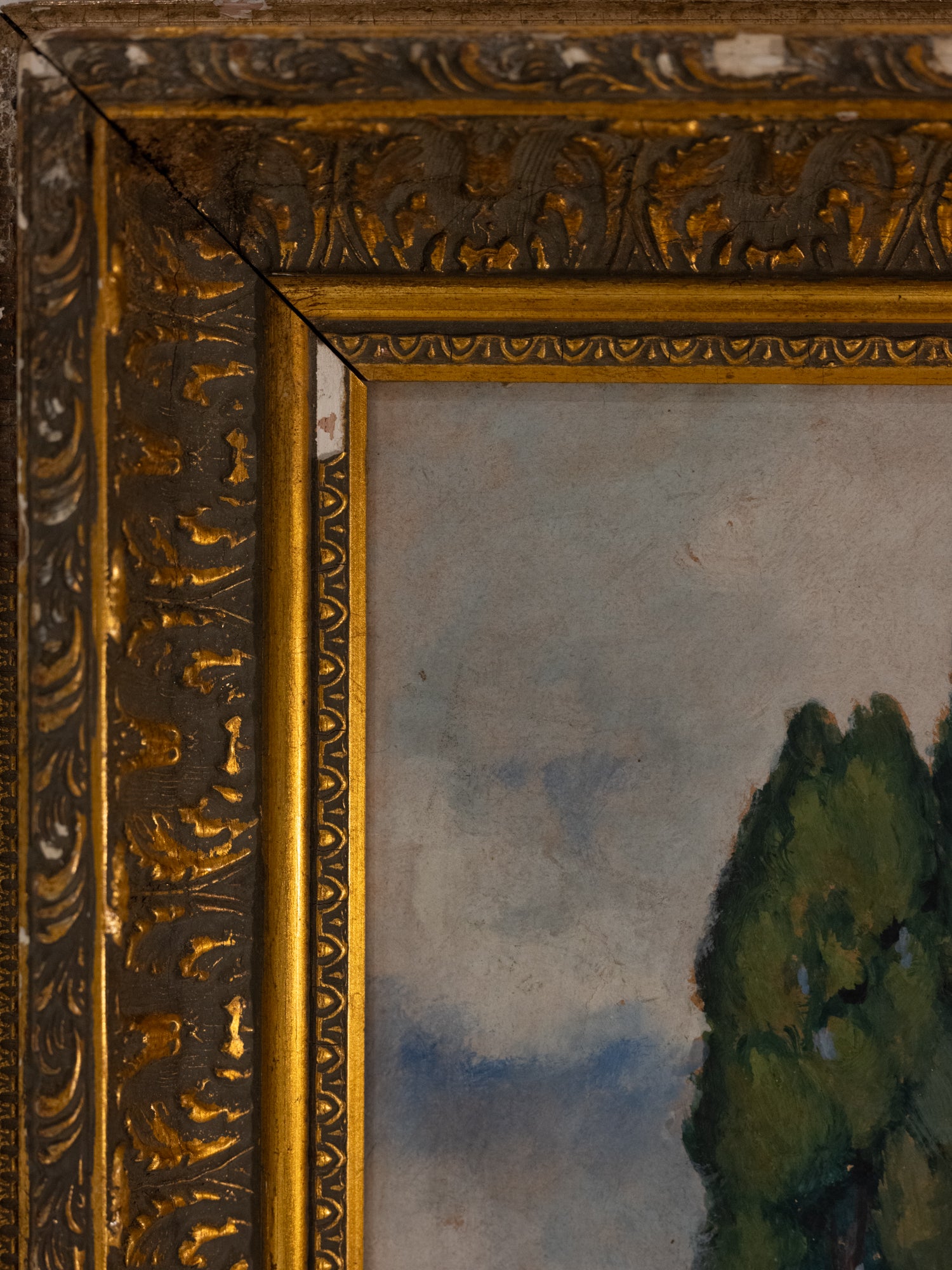 Vintage French Art | Trees Along the Road | Oil | Framed