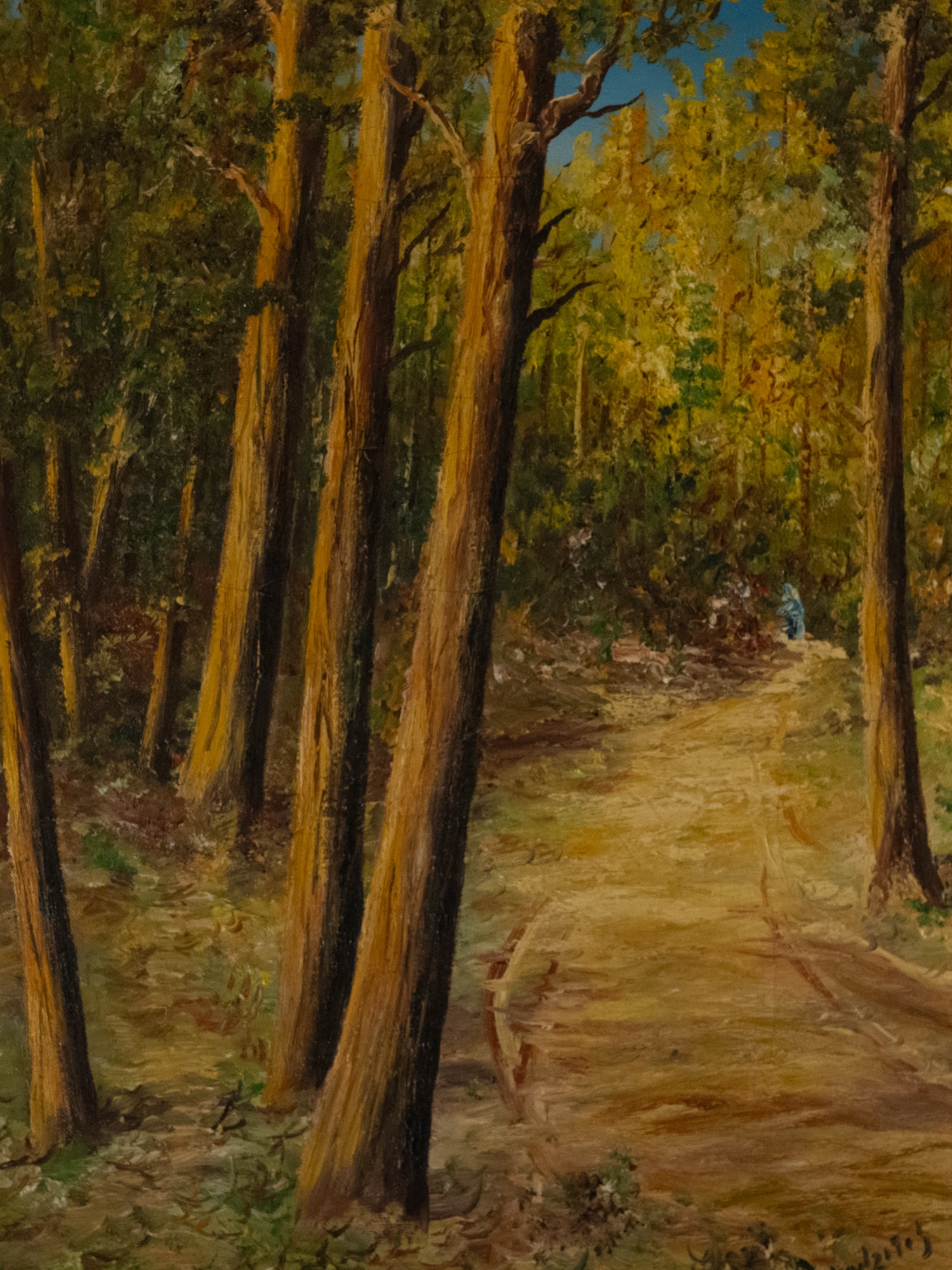 Vintage French Art | Forest Path | Oil | Framed