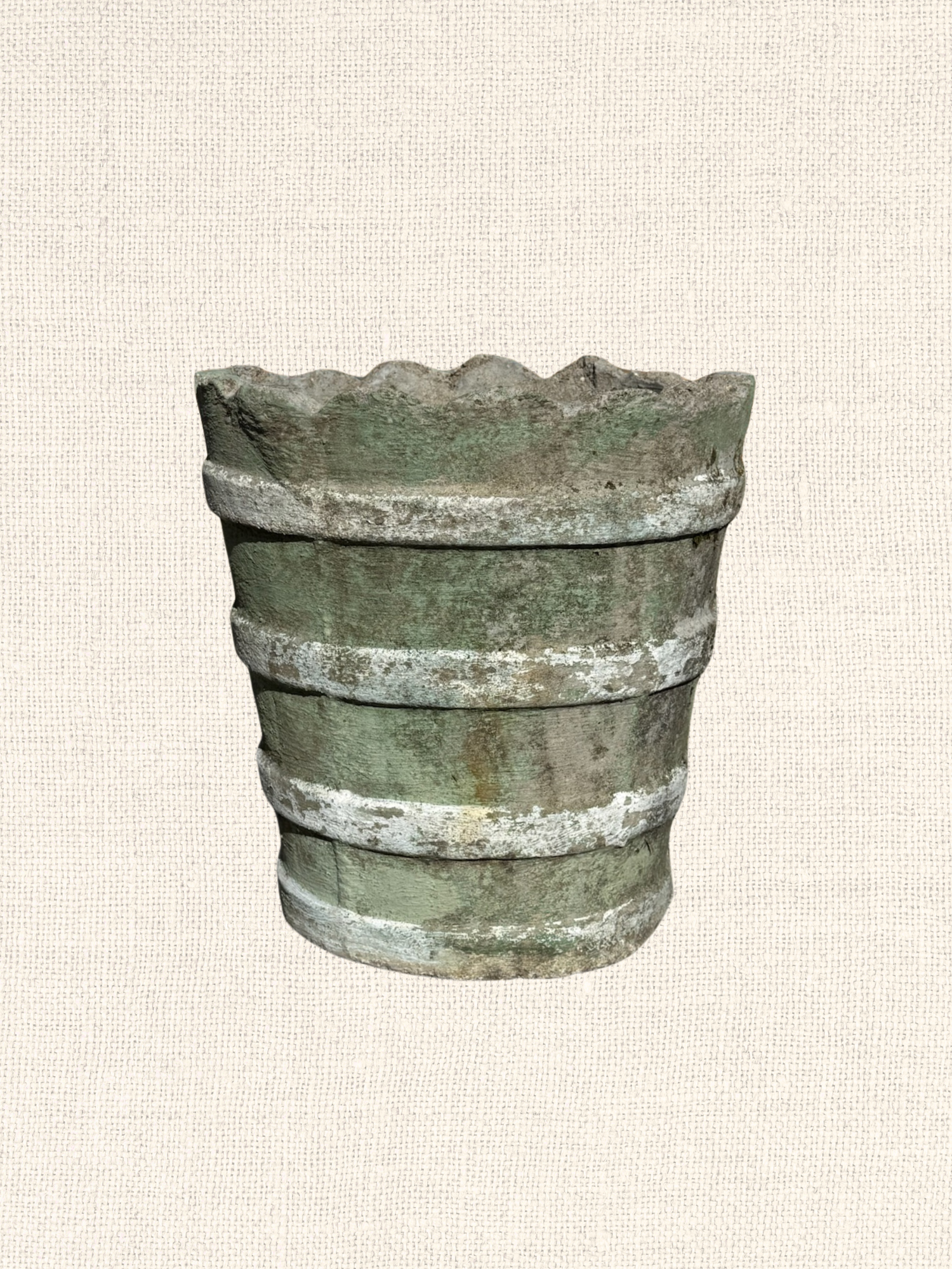 Vintage European Concrete Planter| Green Striped