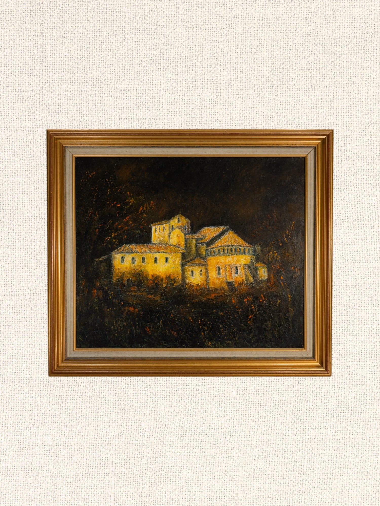 Vintage French Art | Castle on the Hill | Oil | Framed