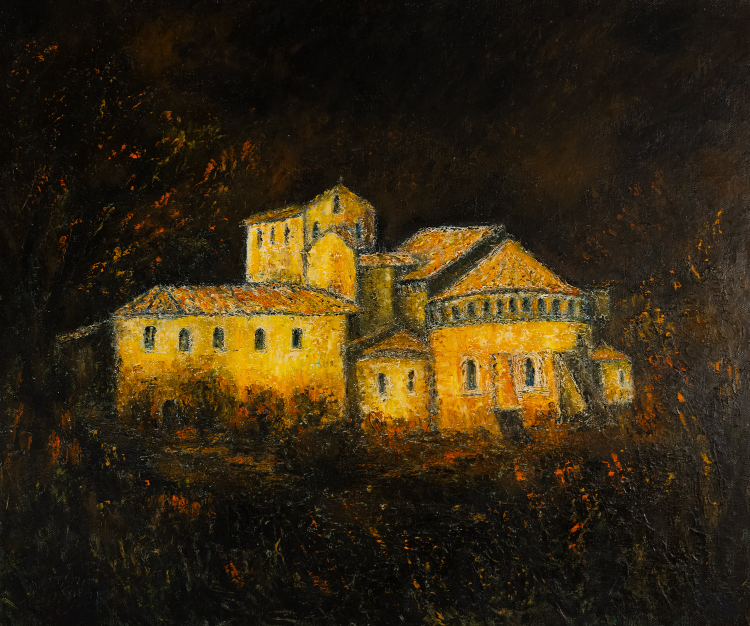 Vintage French Art | Castle on the Hill | Oil | Framed