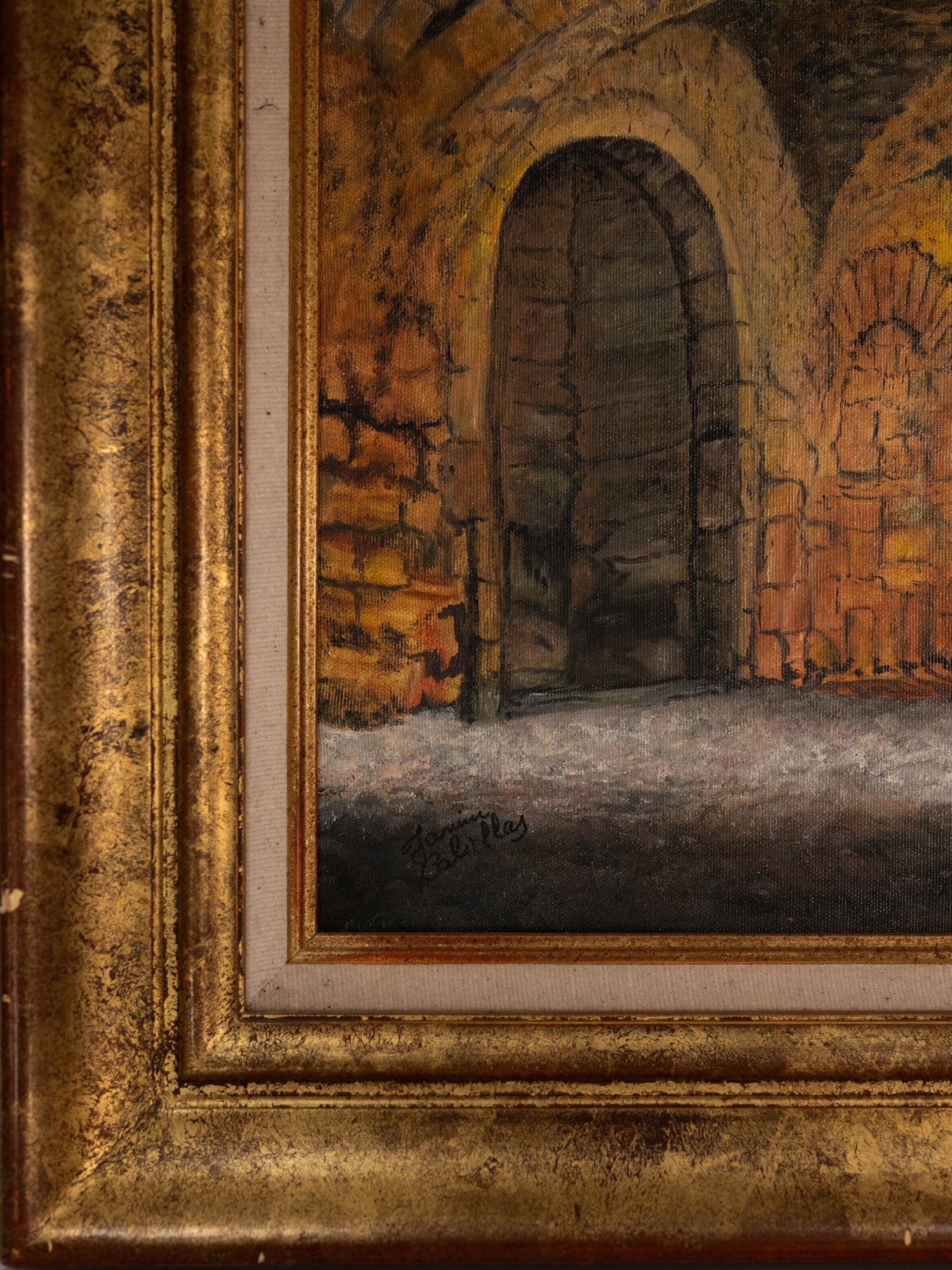 Vintage French Art | French Cellar | Oil | Framed