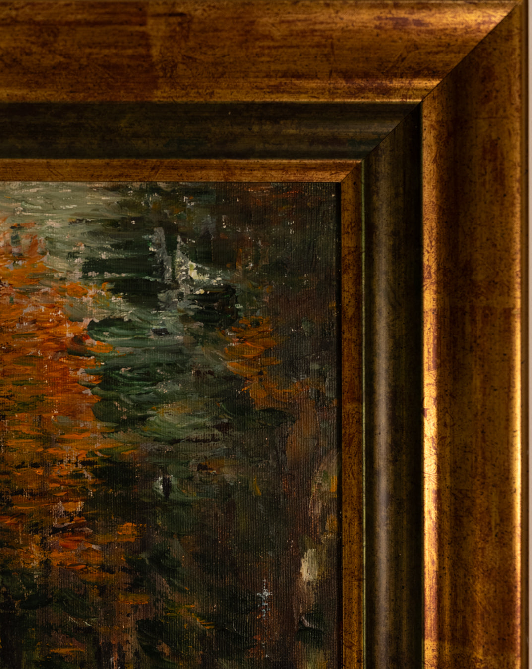 Vintage French Art | Wild Boars Crossing| Oil | Framed