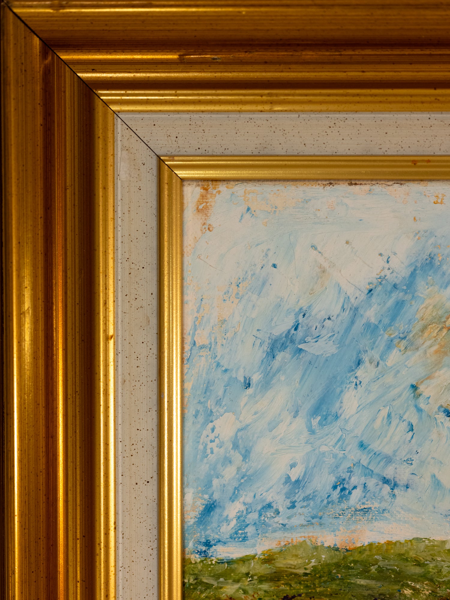 Vintage French Art | Village Snowed In | Oil | Framed