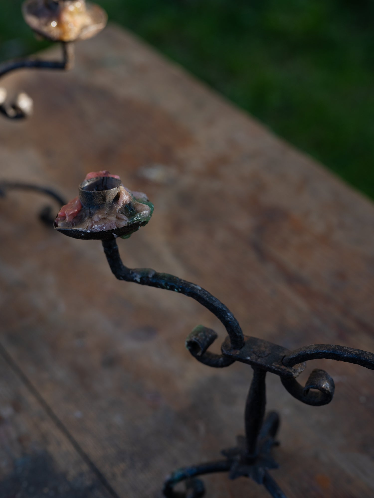 Antique French Iron Candle Holder | Two Arm