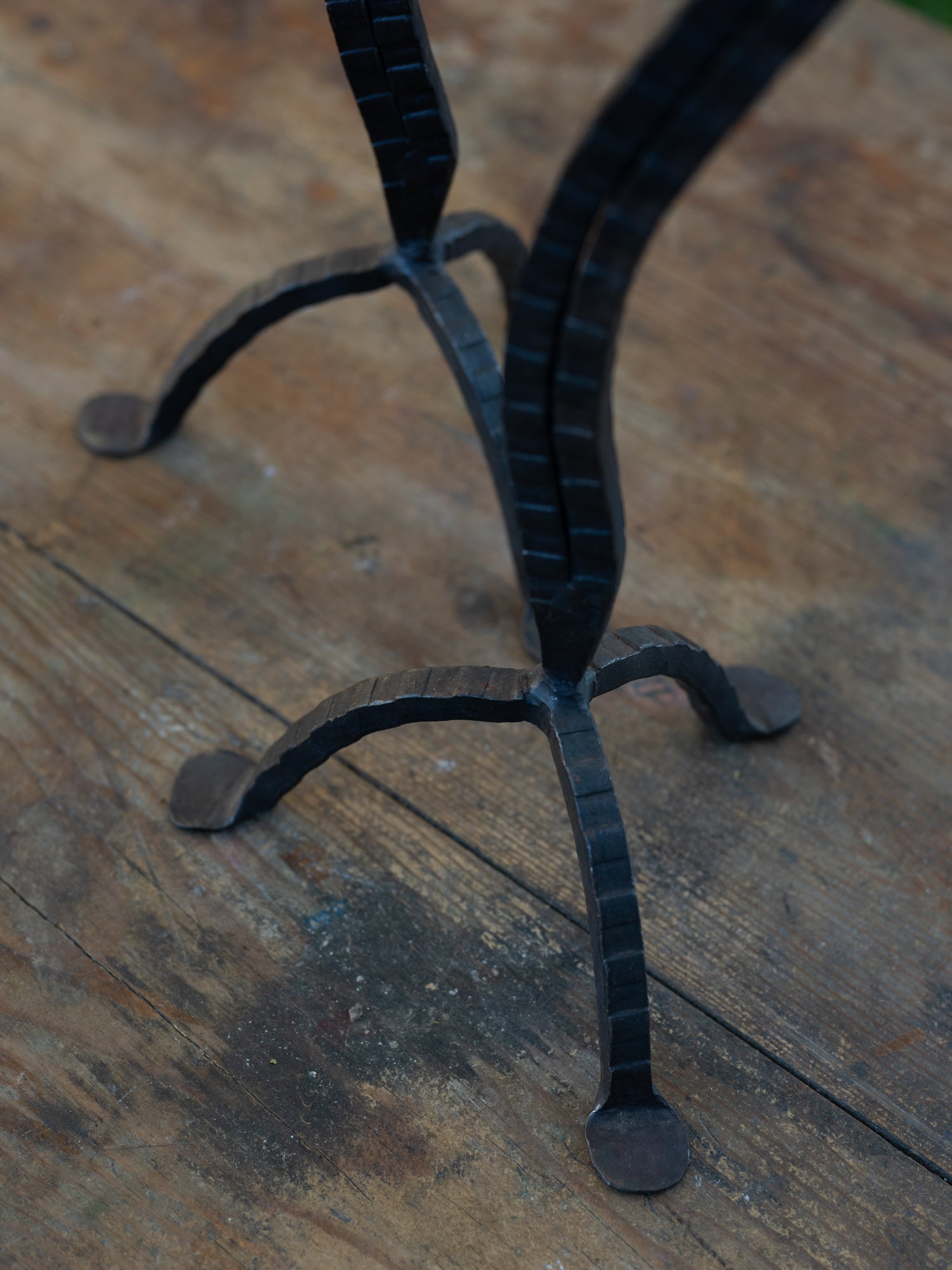 Vintage French Black Iron Wave Candle Holder