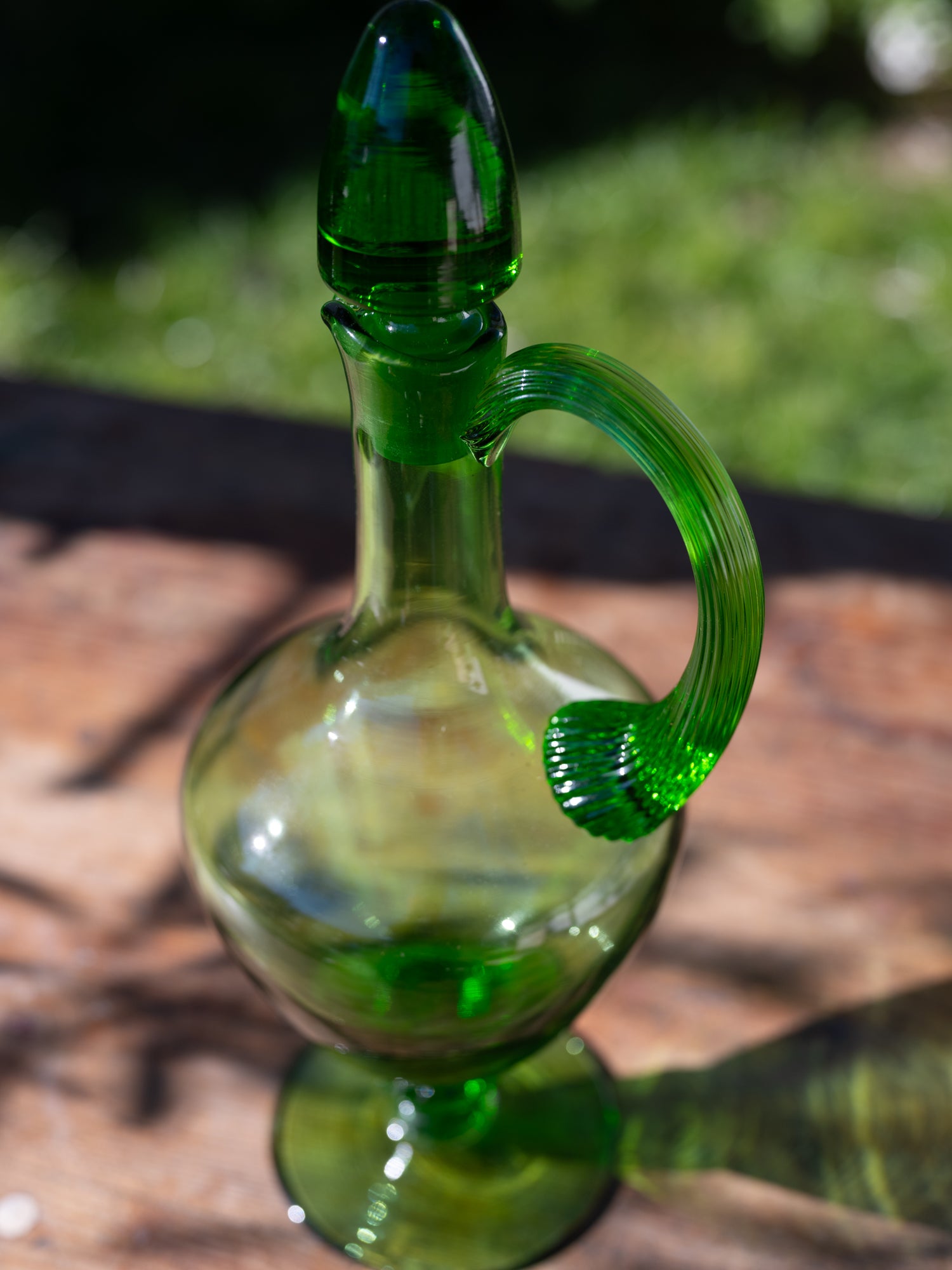 Vintage French Green Glass Decanter | Deadstock