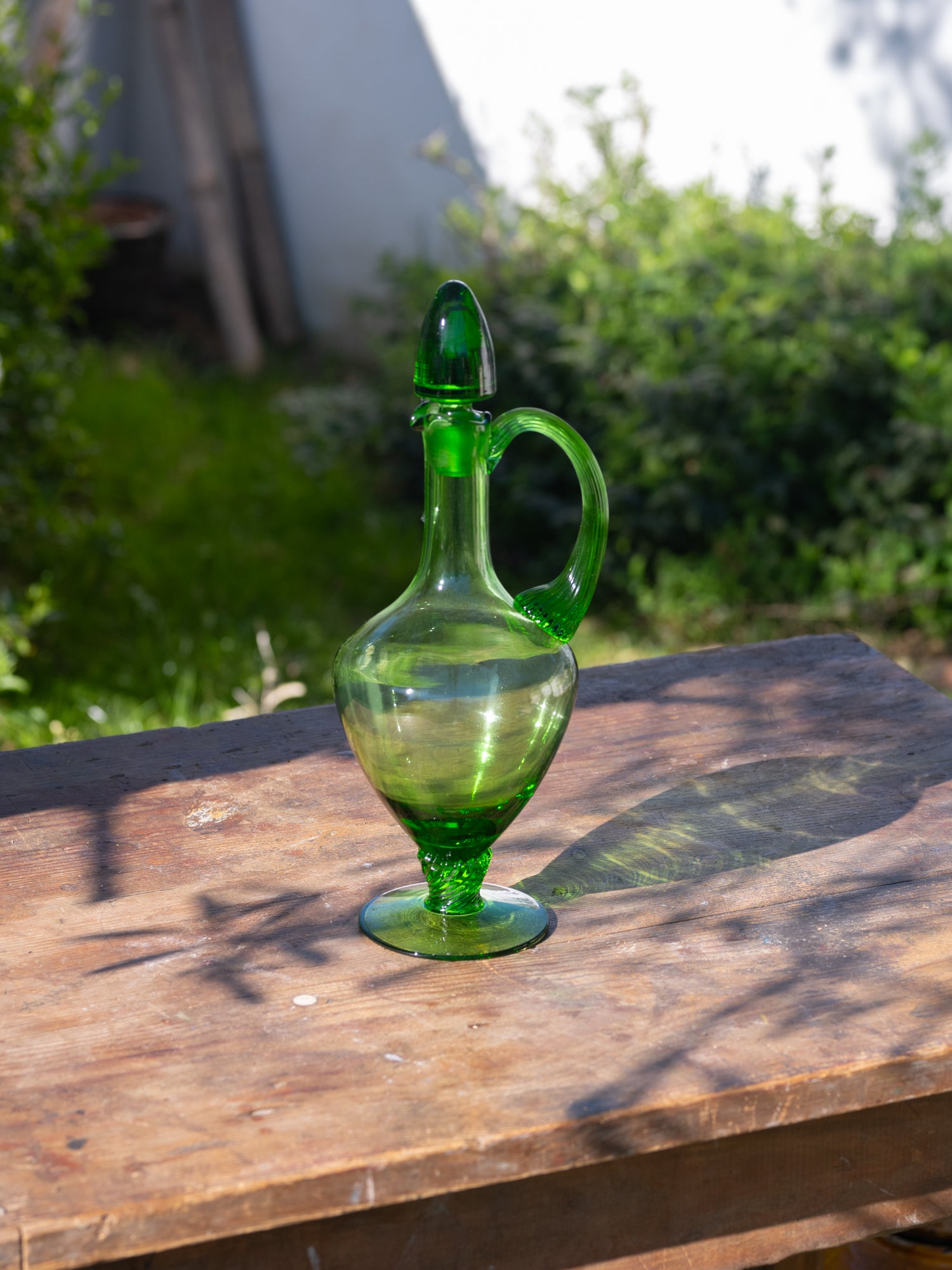 Vintage French Green Glass Decanter | Deadstock