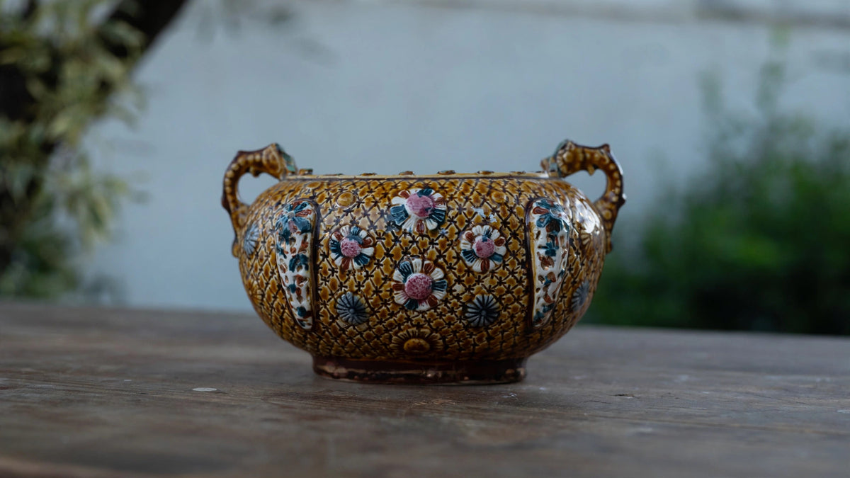 France Drop 3 banner - Vintage English Ceramic Vessel Herculaneum Majolica