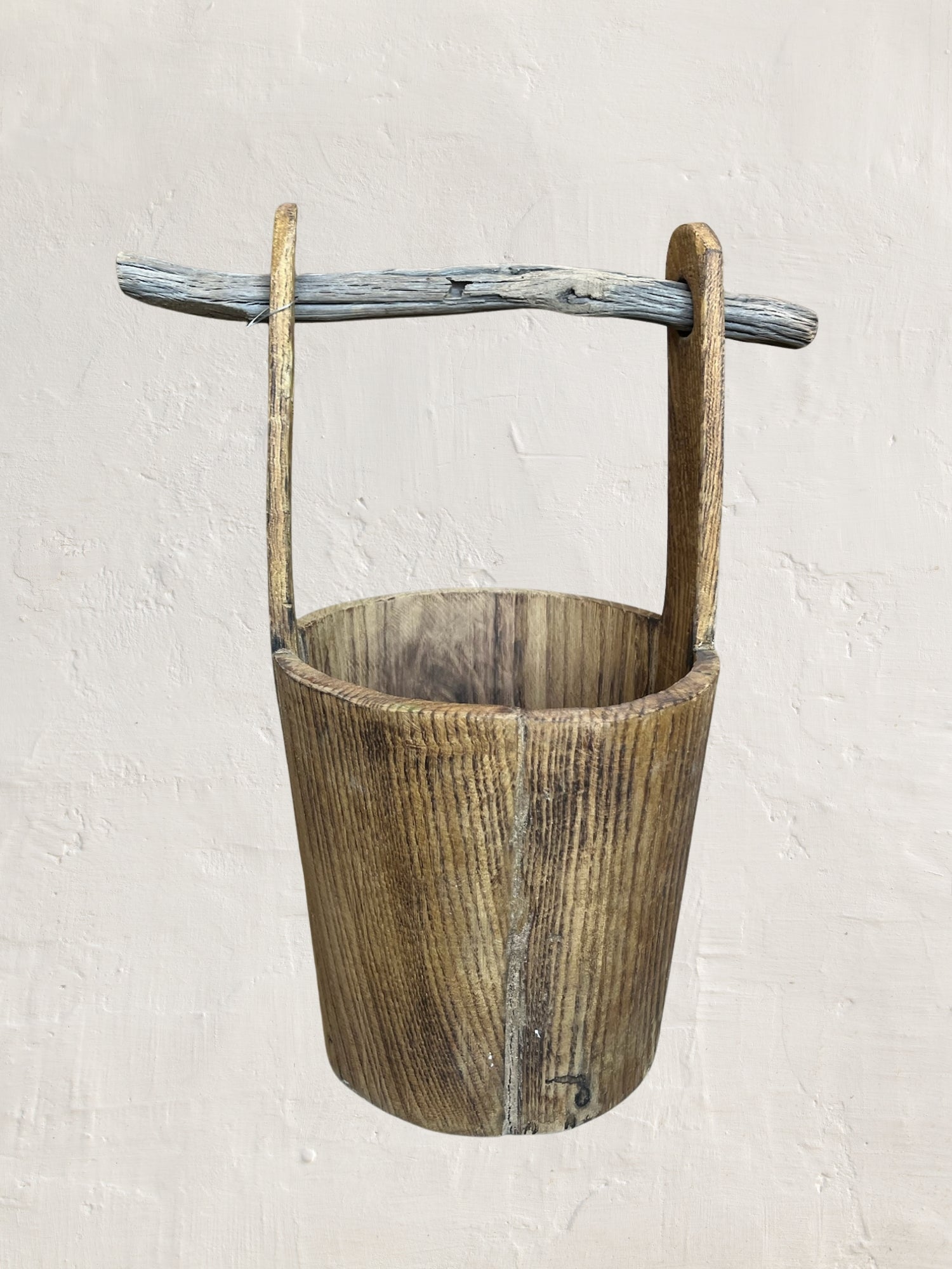 Old-fashioned Wooden Round Bucket