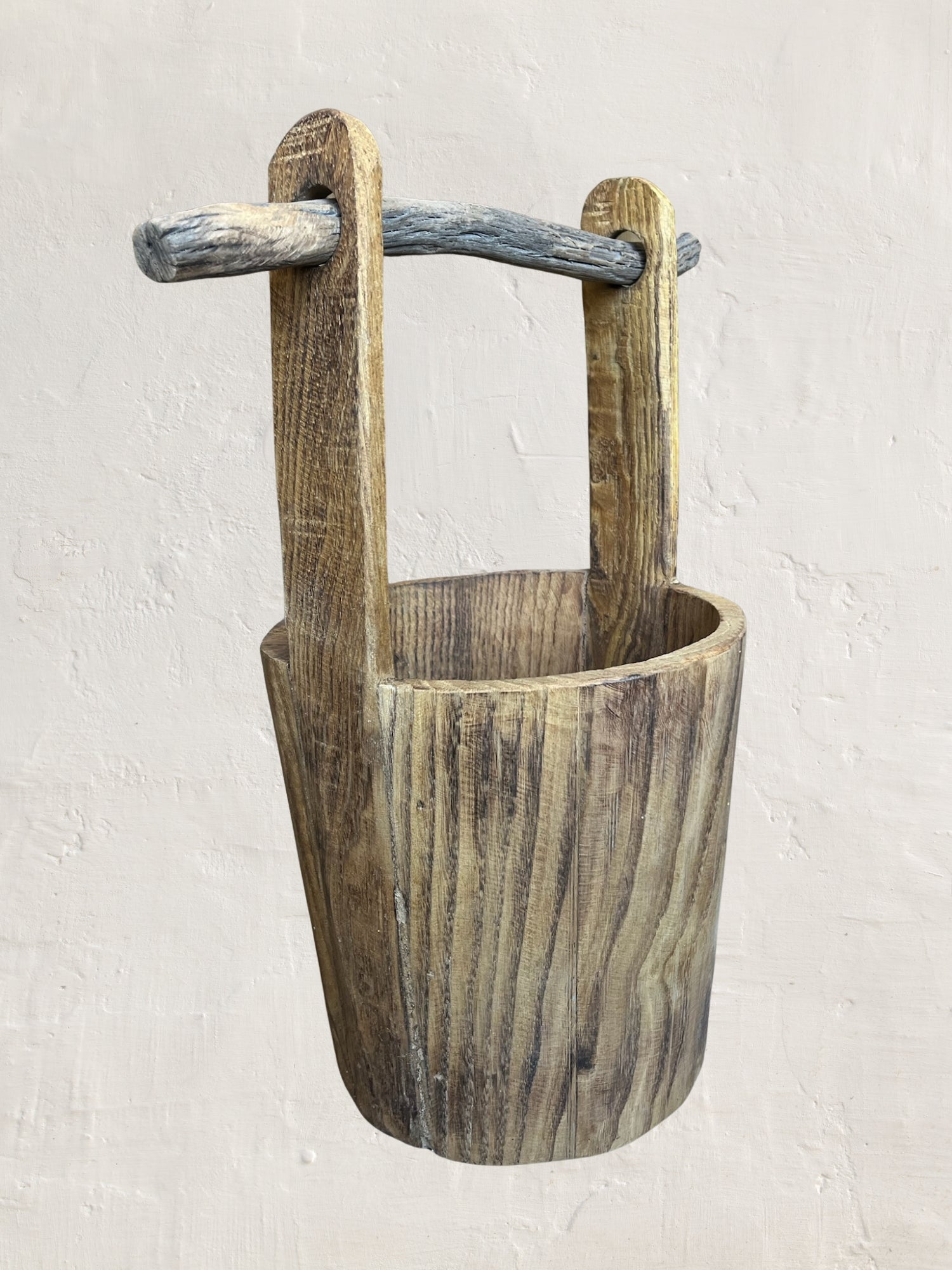 Old-fashioned Wooden Round Bucket