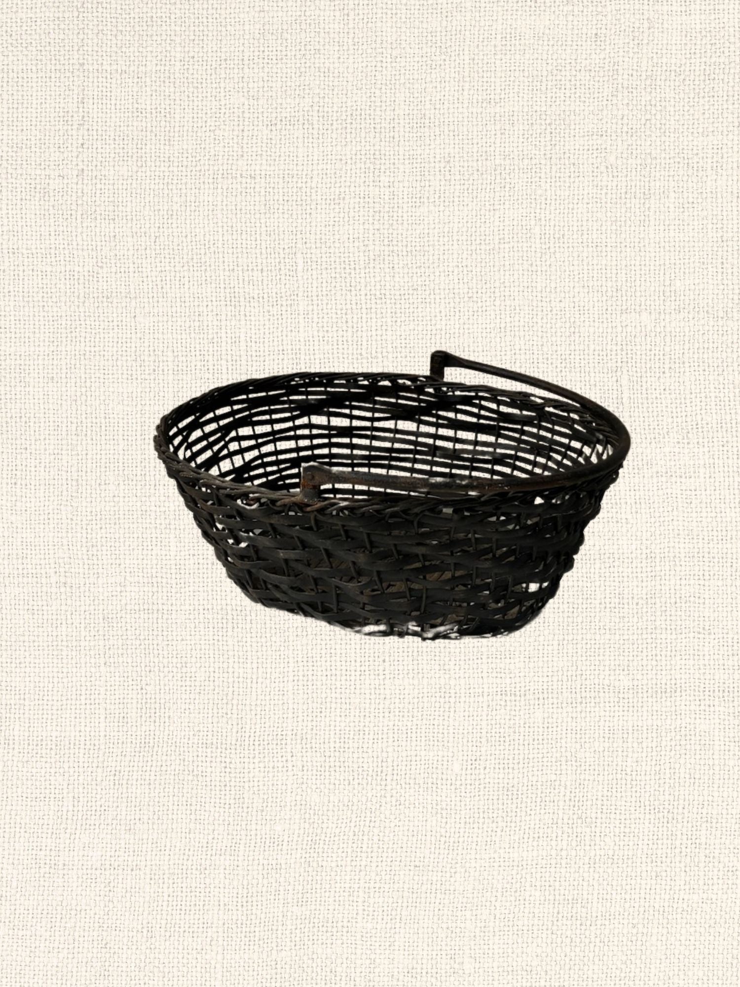 Vintage Indian Iron Basket with Handle