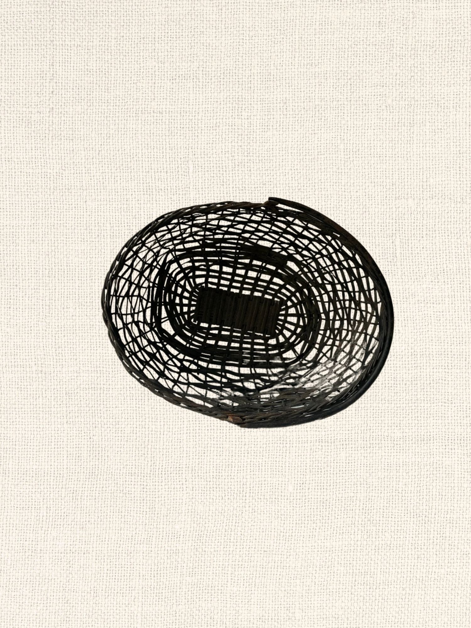 Vintage Indian Iron Basket with Handle