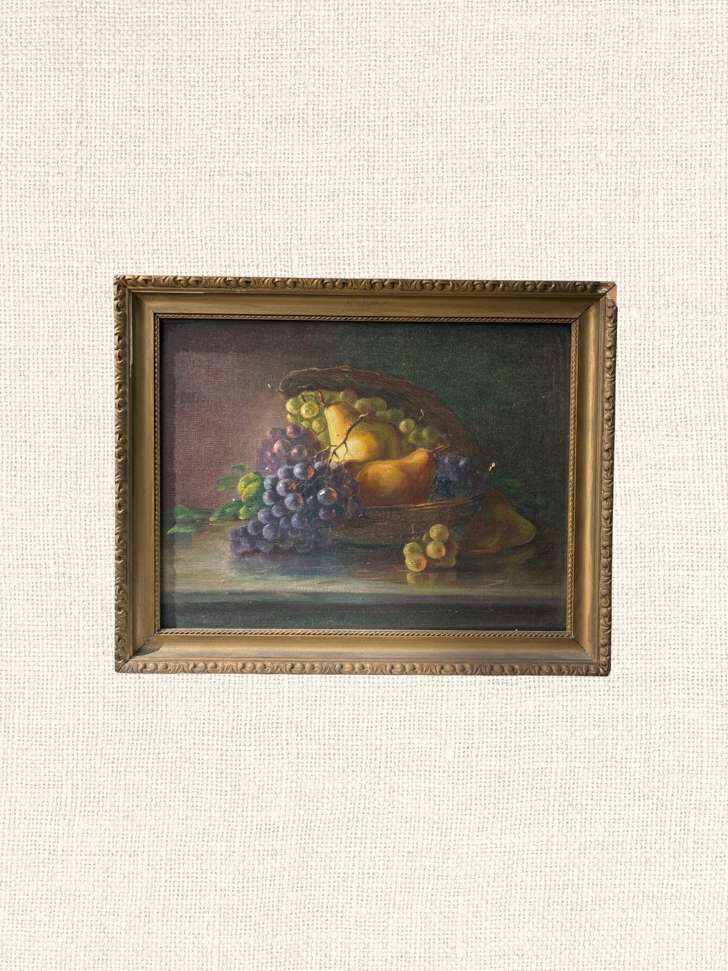 Vintage French Painting | Pears & Grapes | Framed
