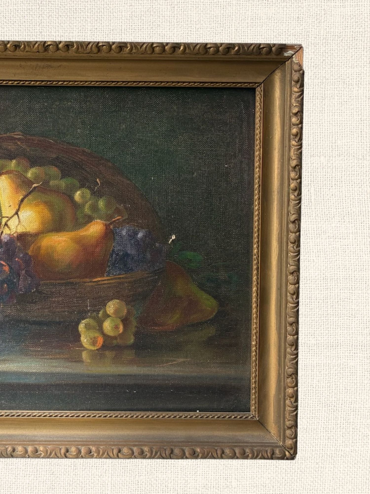 Vintage French Painting | Pears & Grapes | Framed