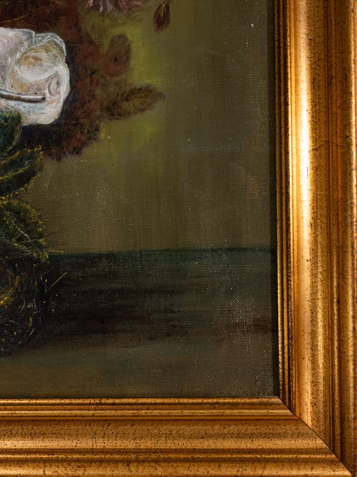 Vintage French Art | Flowers in Blue Vase | Framed