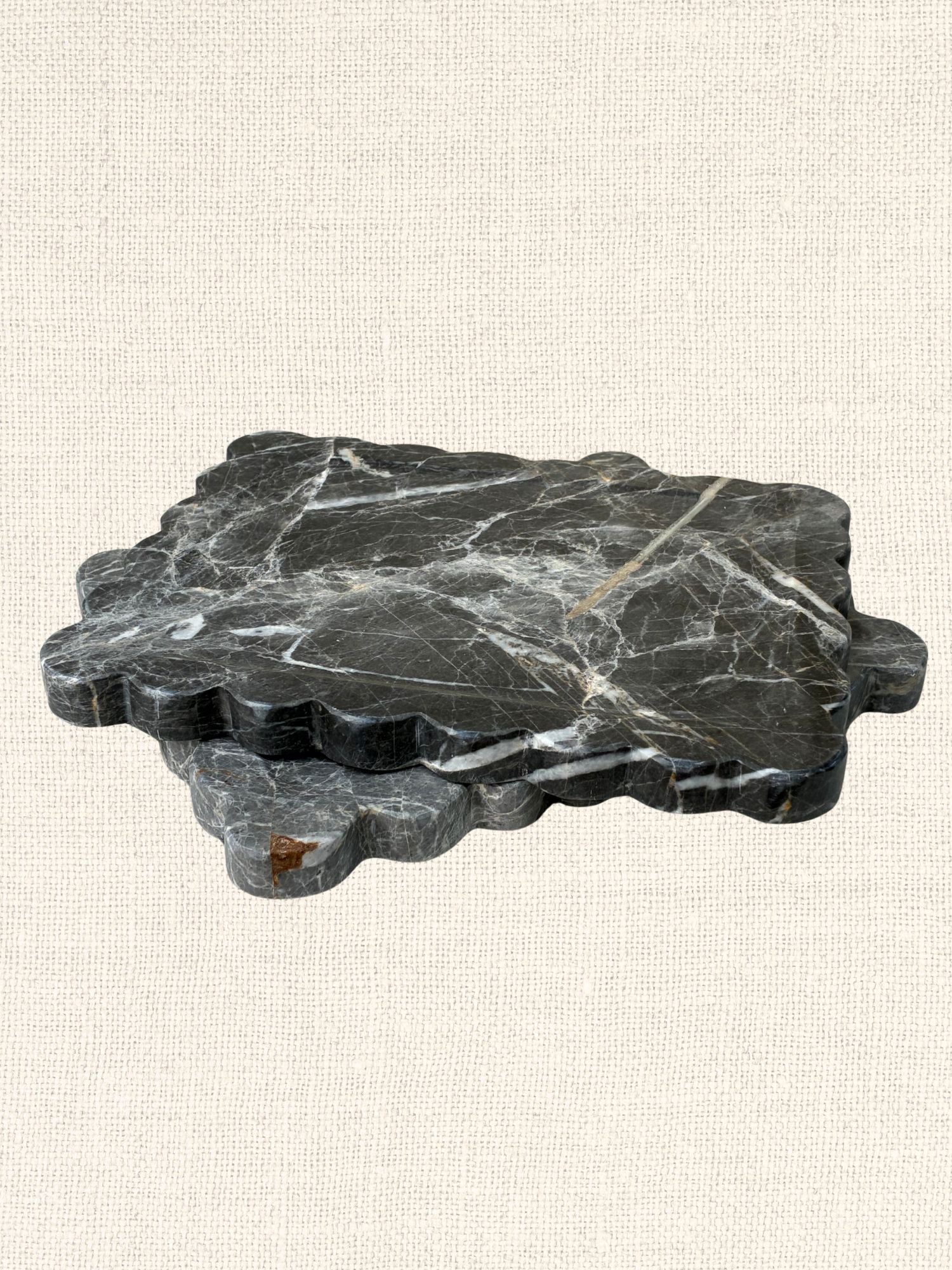Scalloped Marble Tray | Charcoal