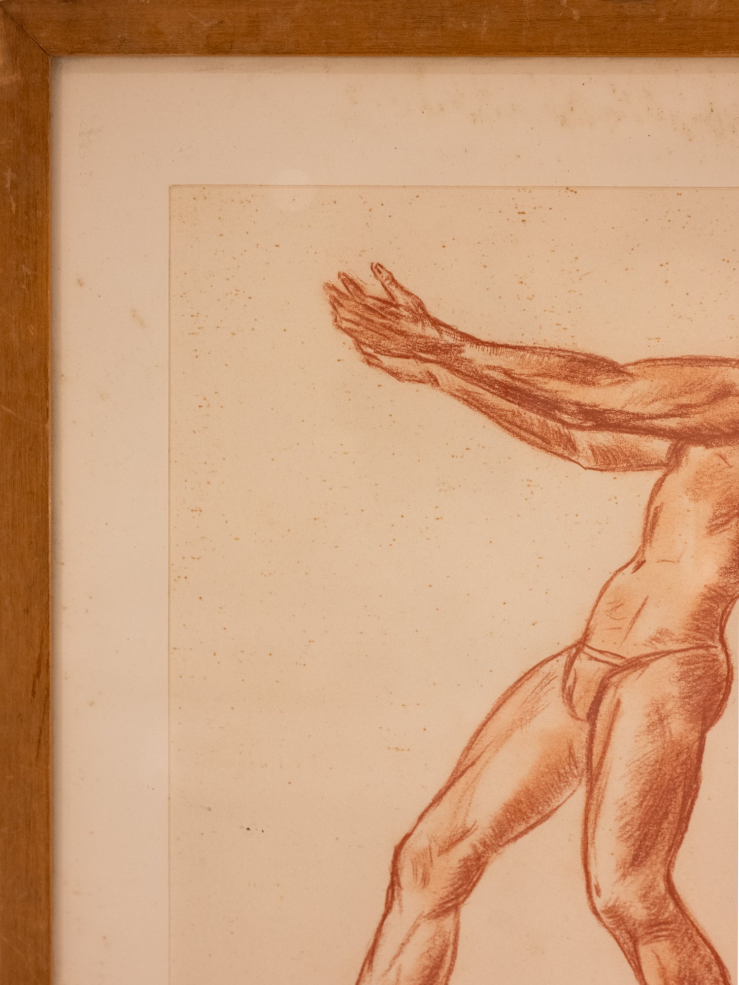 Vintage French Art | Red Nude | Framed
