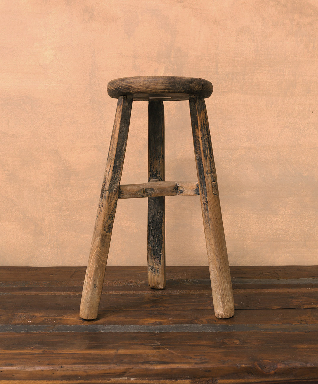 Round Elm Wood Stool No. 2