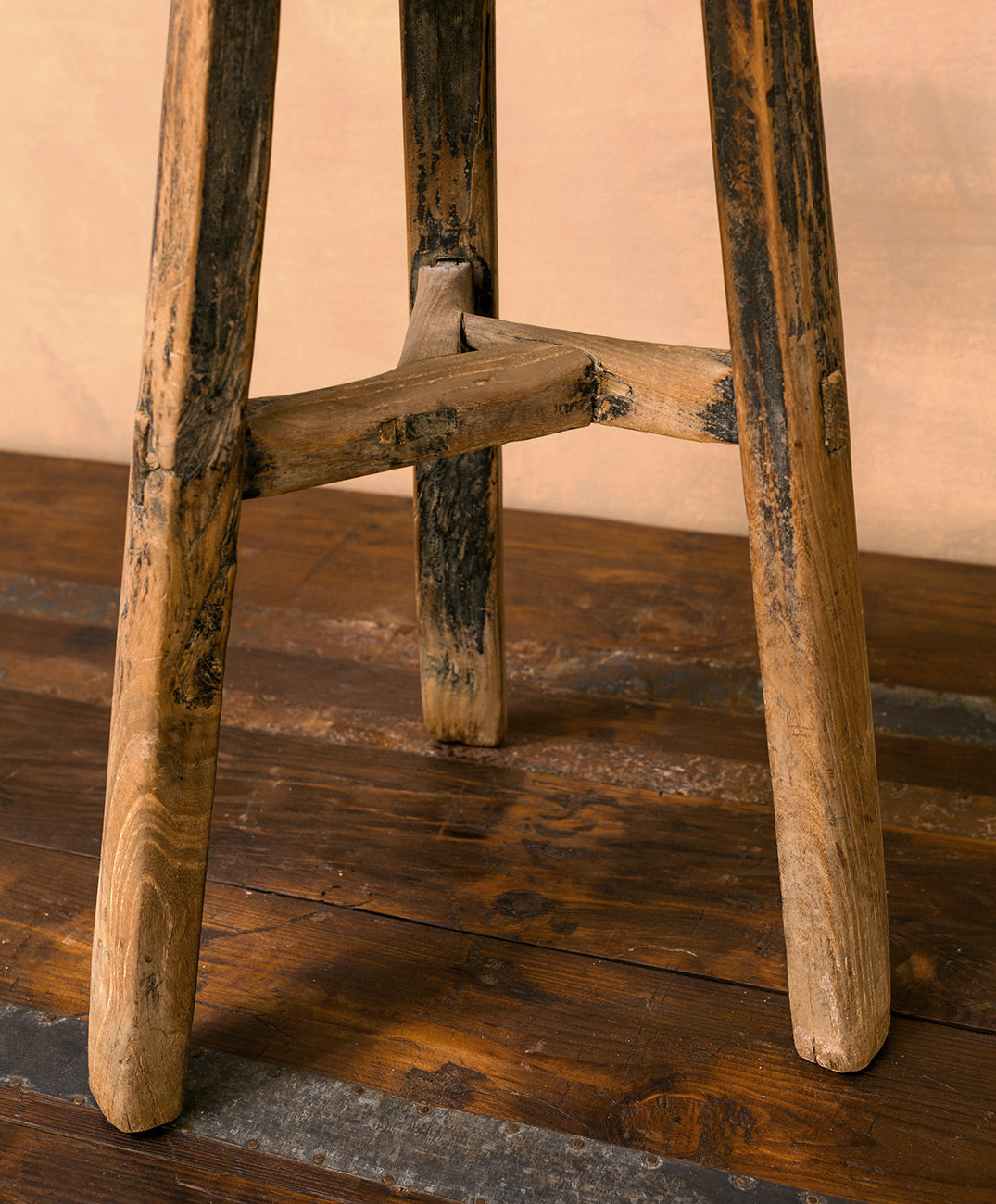 Round Elm Wood Stool No. 2