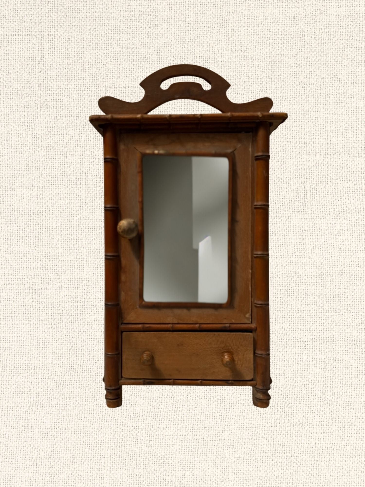 Antique French Faux Bamboo Mini Cabinet