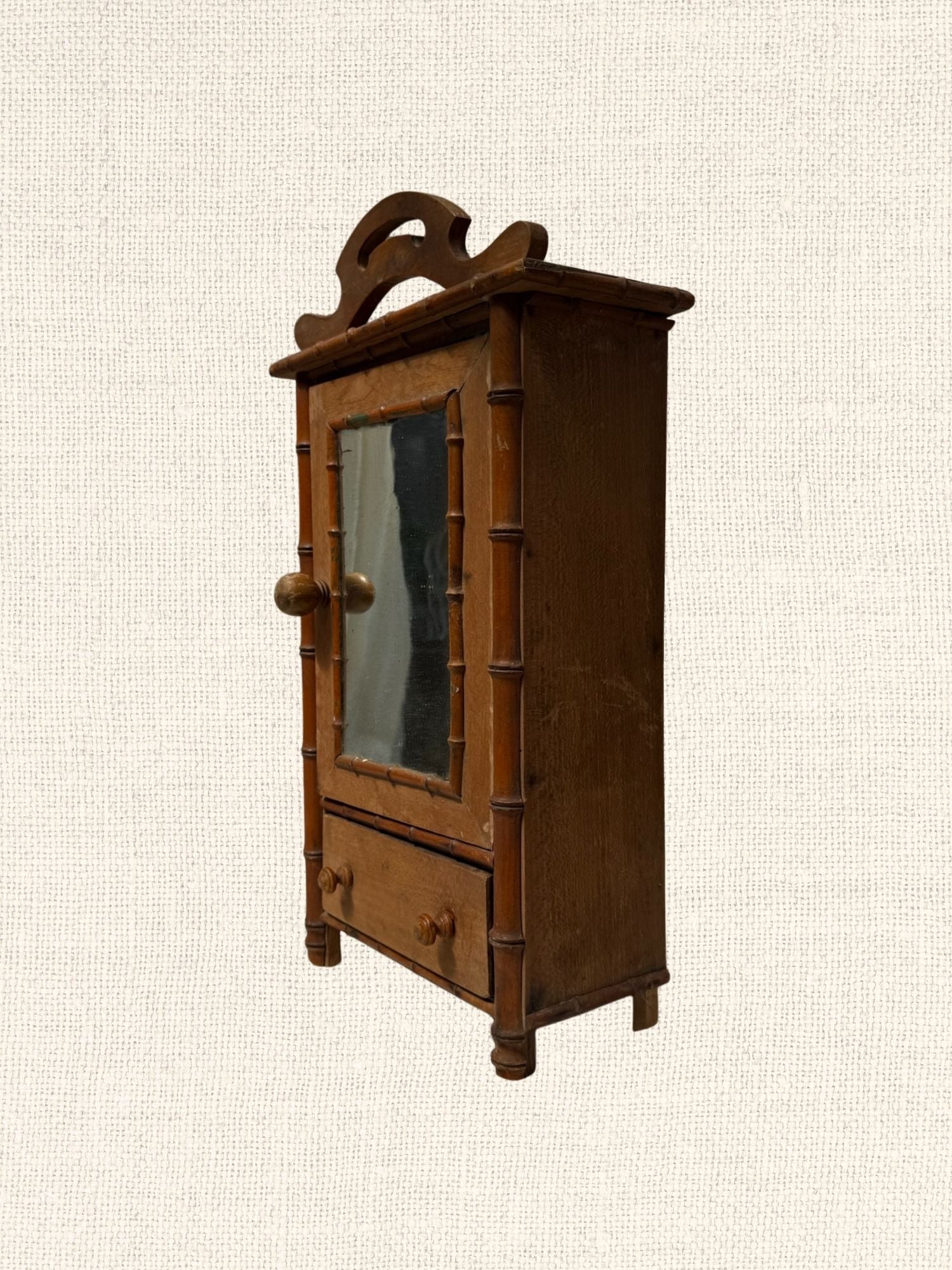 Antique French Faux Bamboo Mini Cabinet