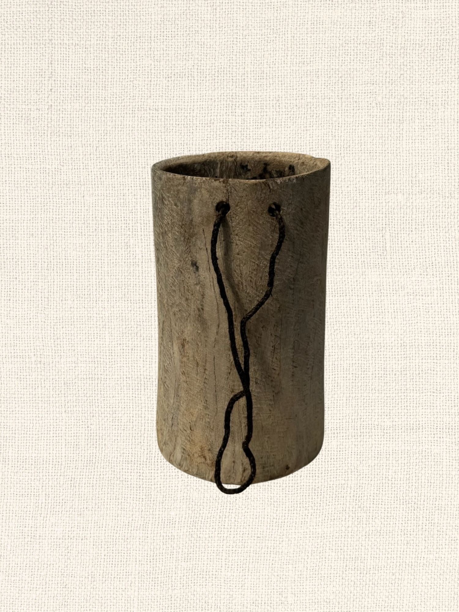 Wood Pot with Rope Handle