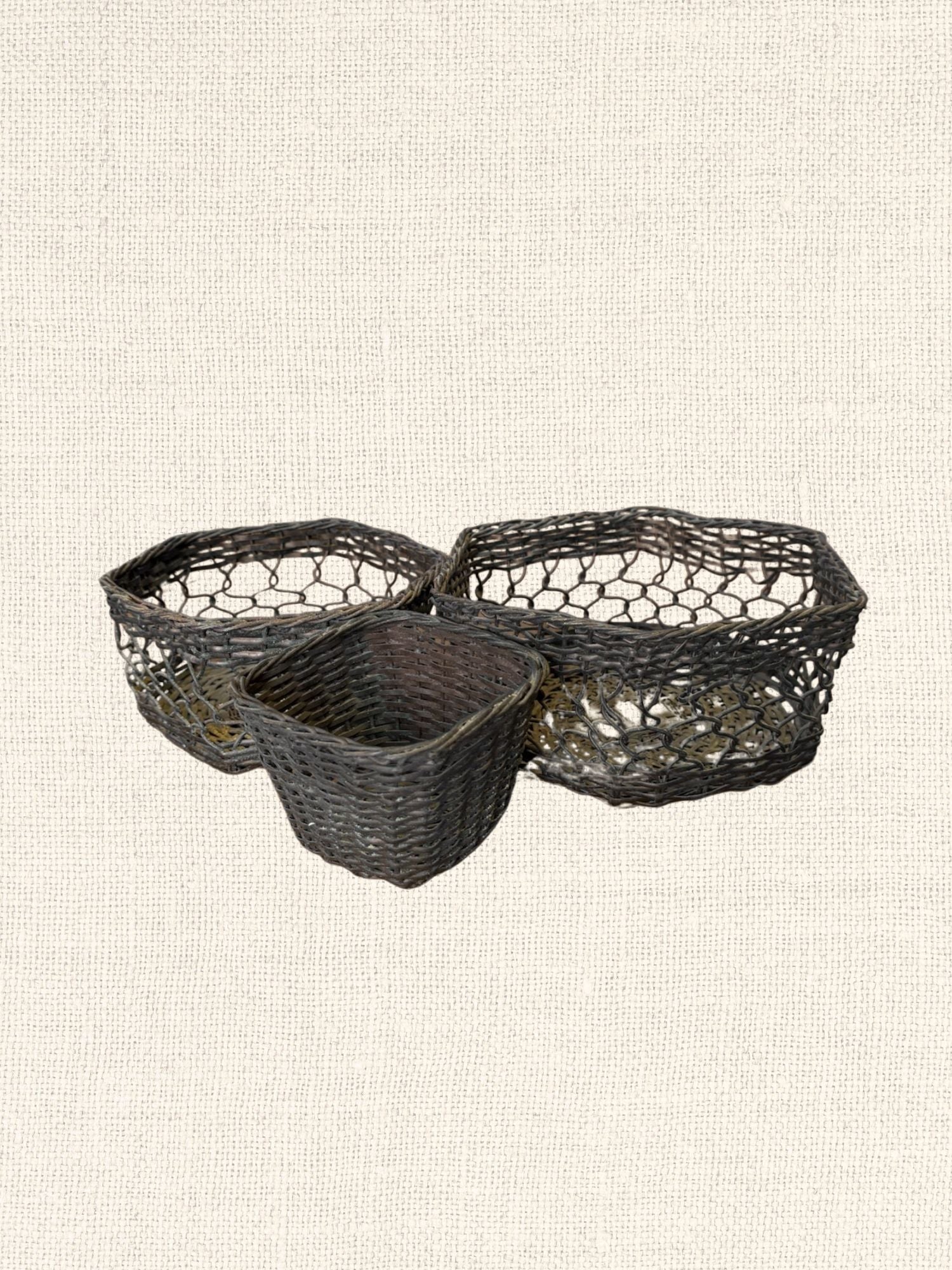 Vintage Indian Iron Basket | Set of 3