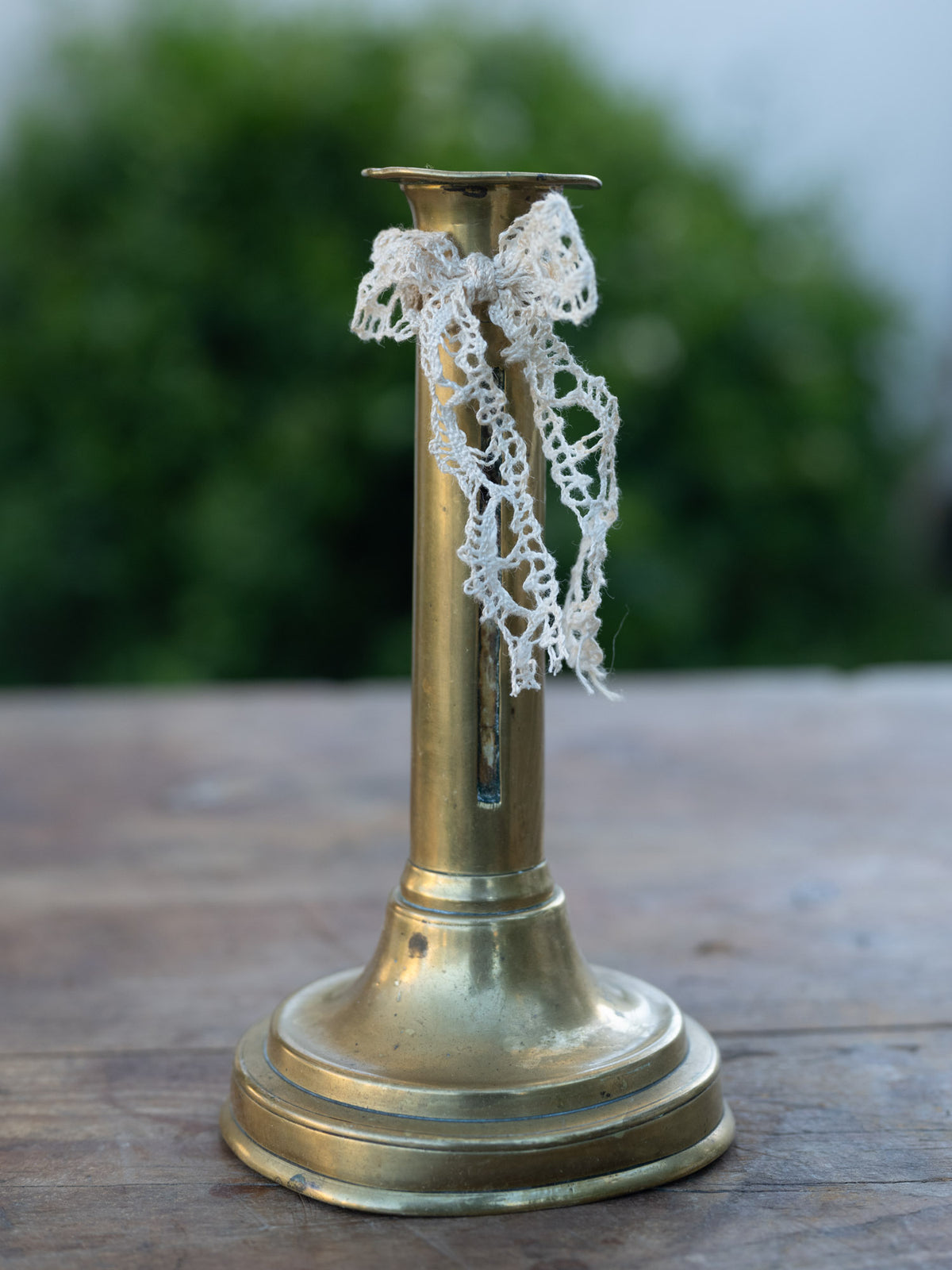 Vintage French Candlestick | Brass Pushup