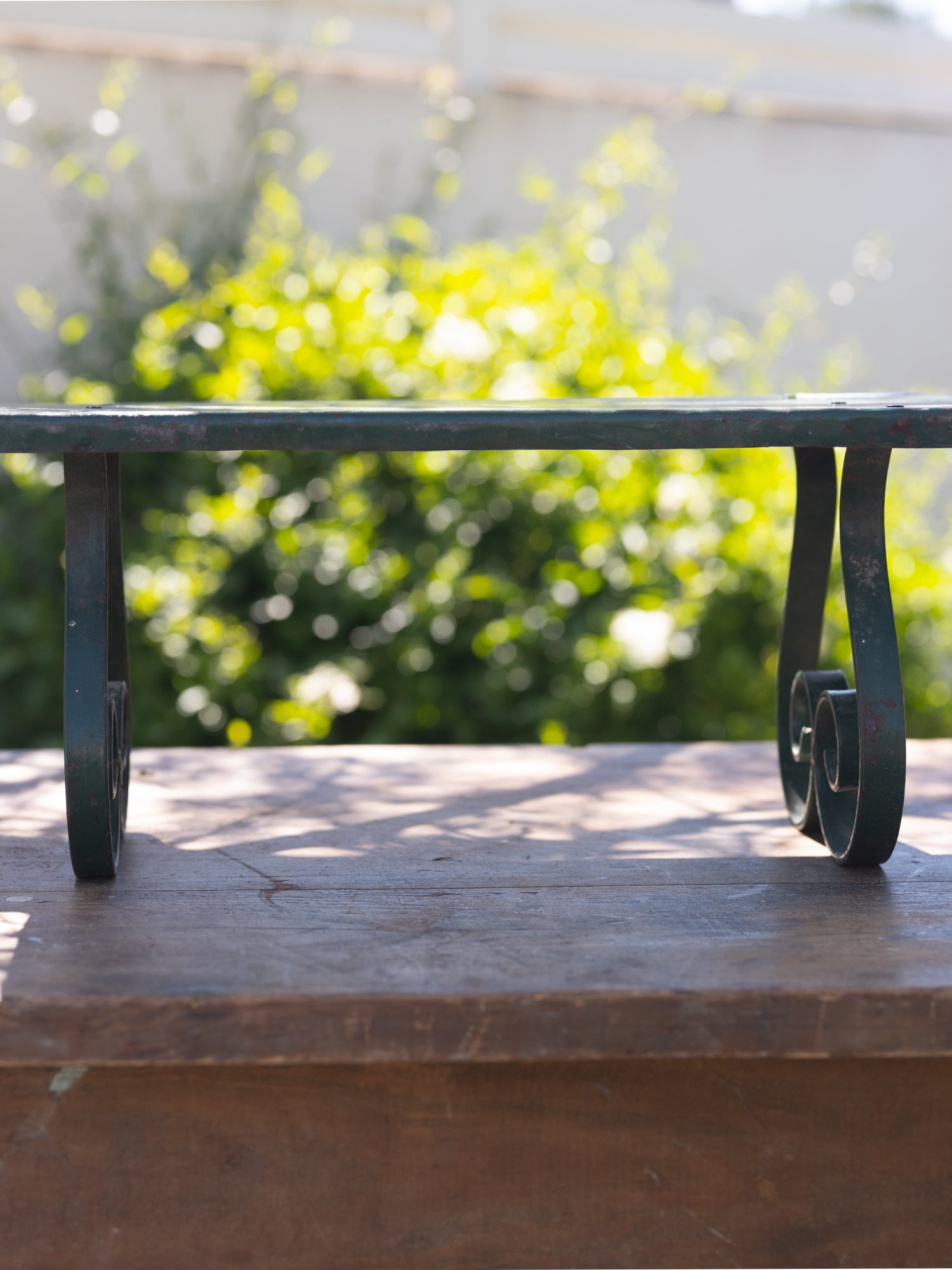Vintage French Stool | Green Metal w/Spiral Legs