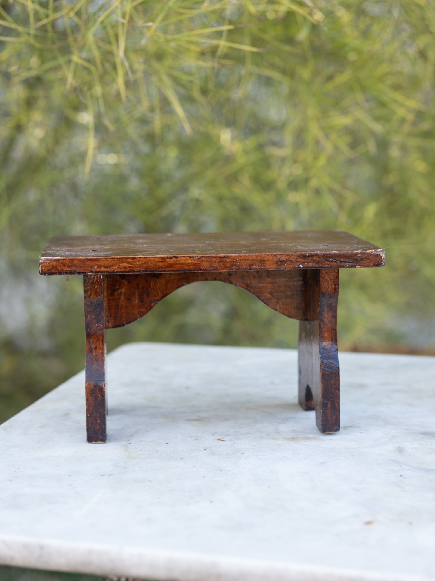 Vintage French Stool | Dark Wood Foot Stool