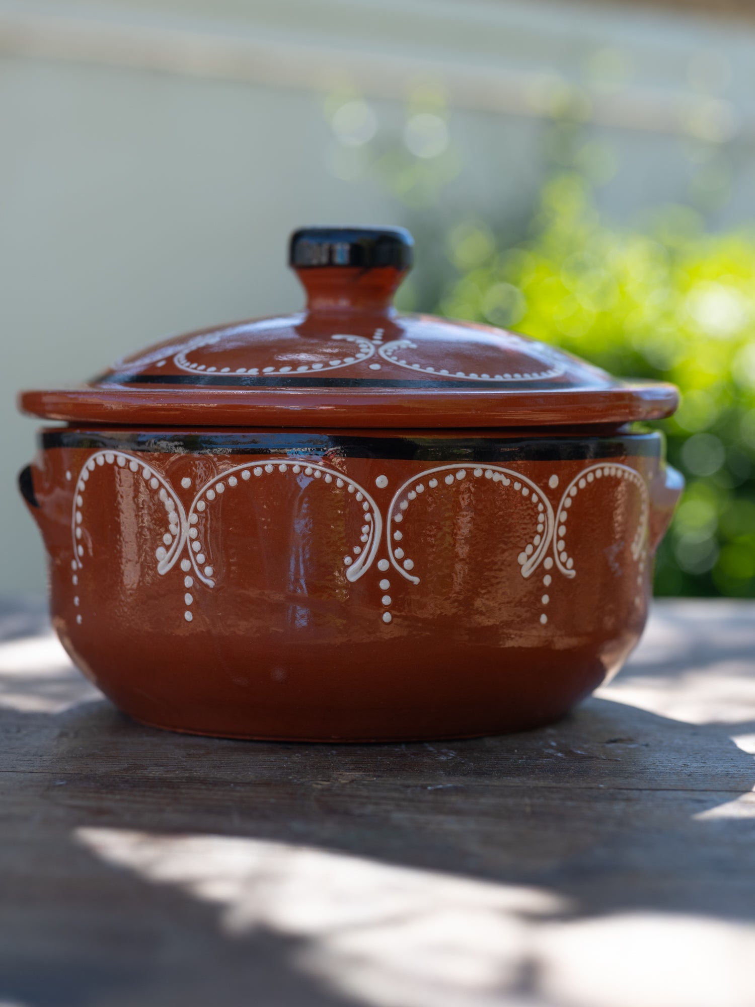 Vintage Portuguese Casserole Dish | Handpainted Terracotta