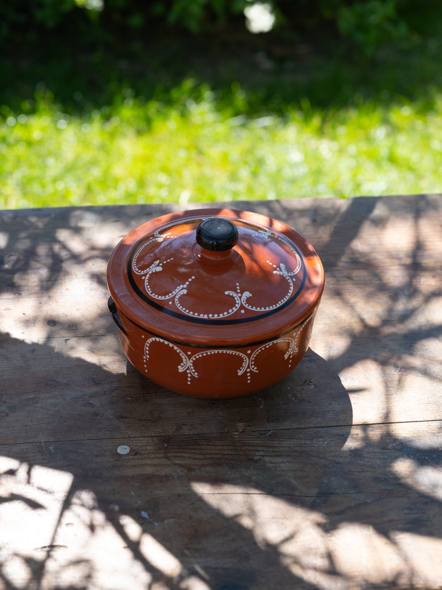 Vintage Portuguese Casserole Dish | Handpainted Terracotta