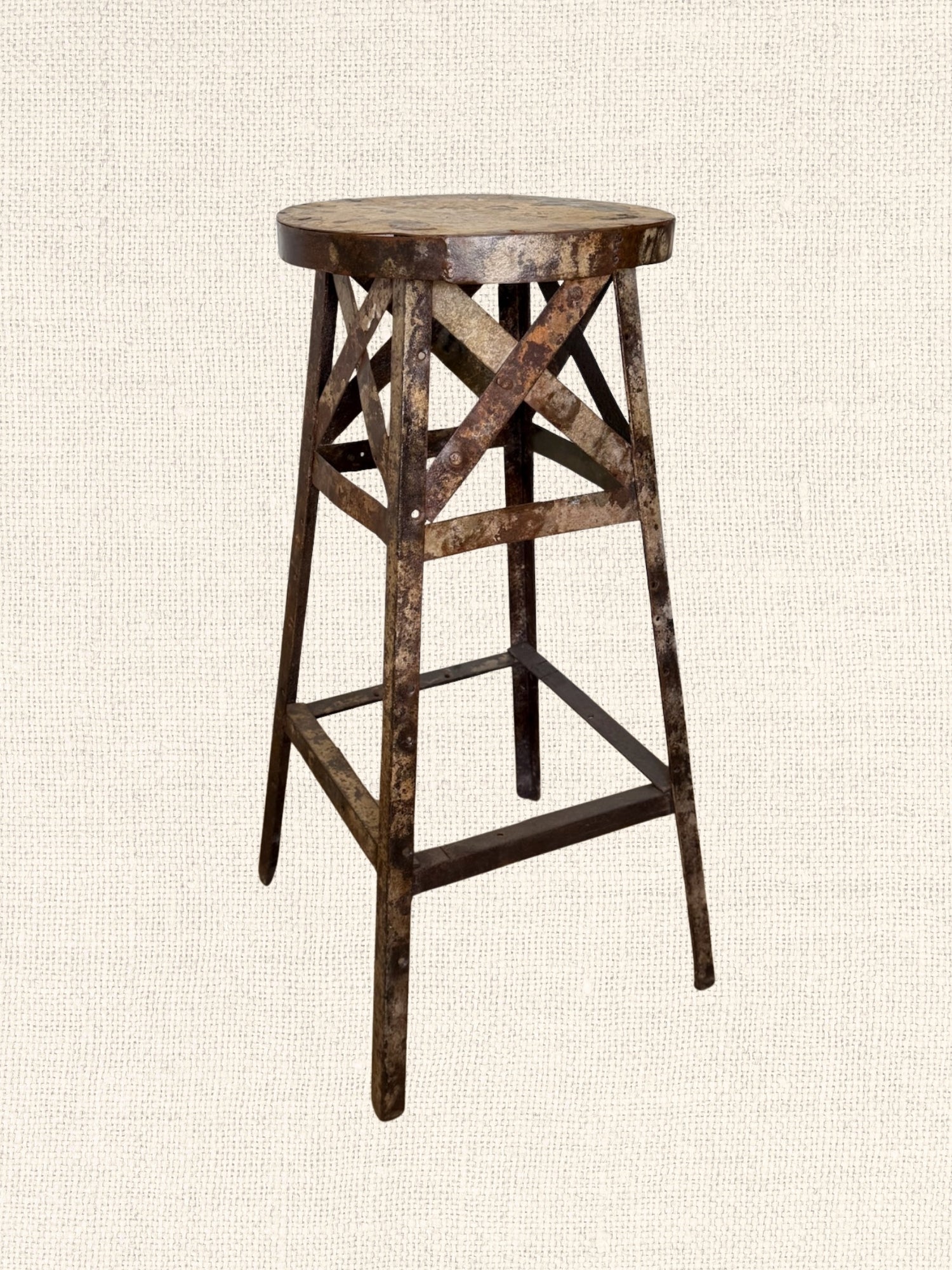 Distressed Iron Bar Stool