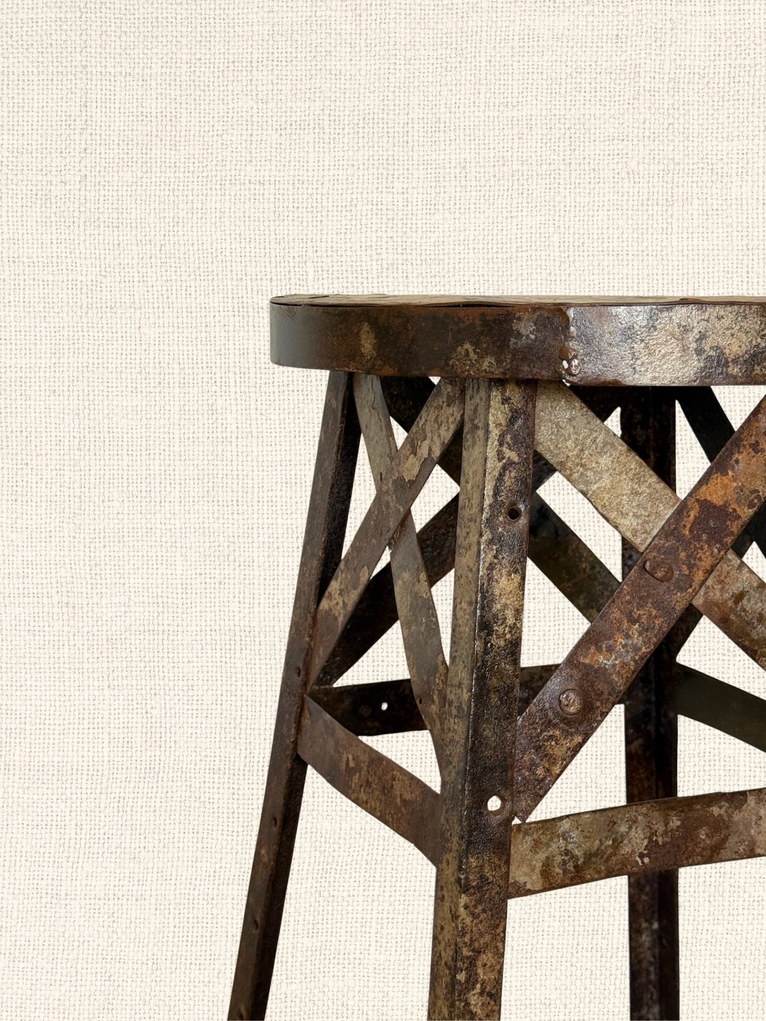 Distressed Iron Bar Stool