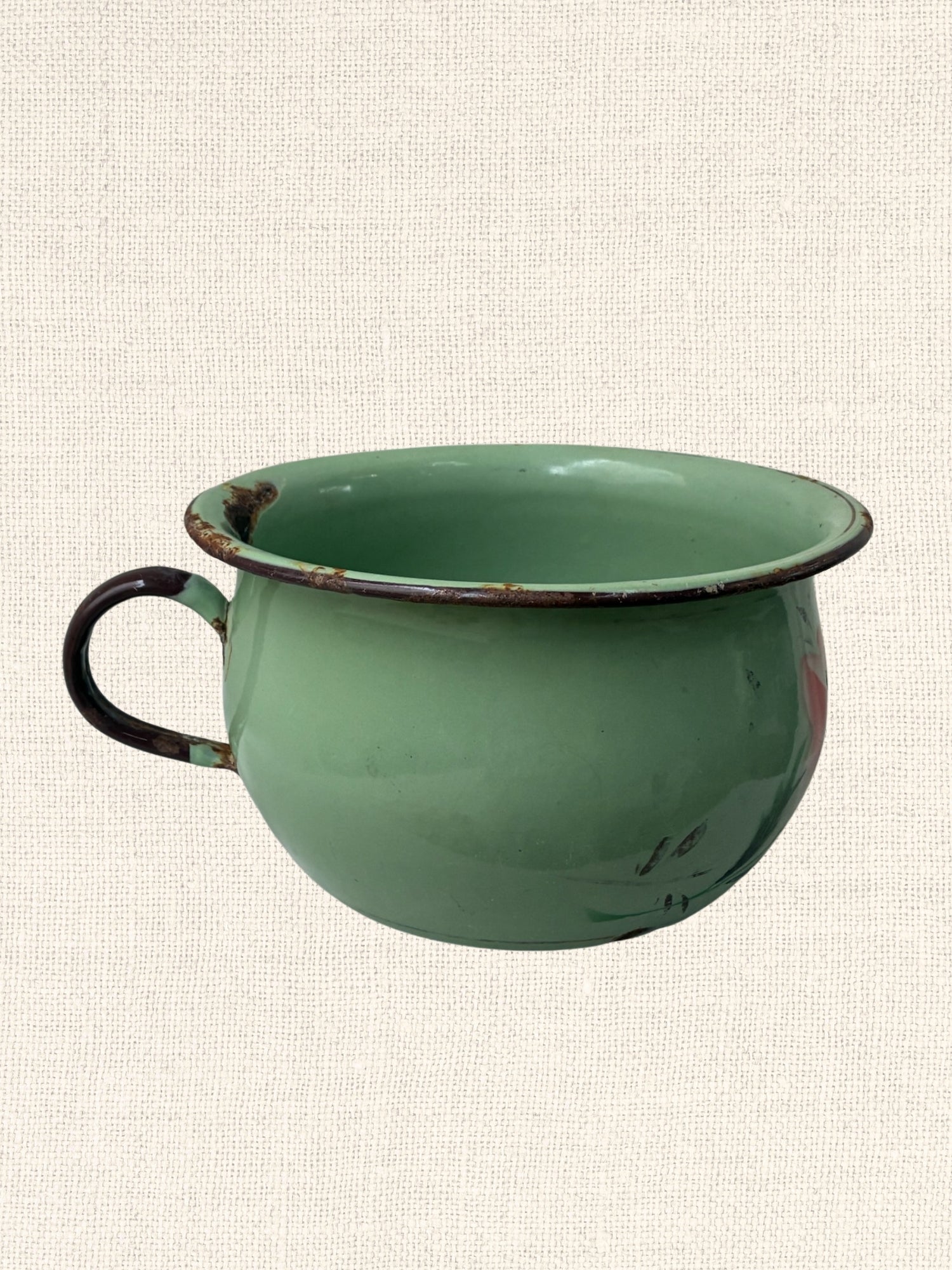 Hand Painted Metal Bowl with Handle