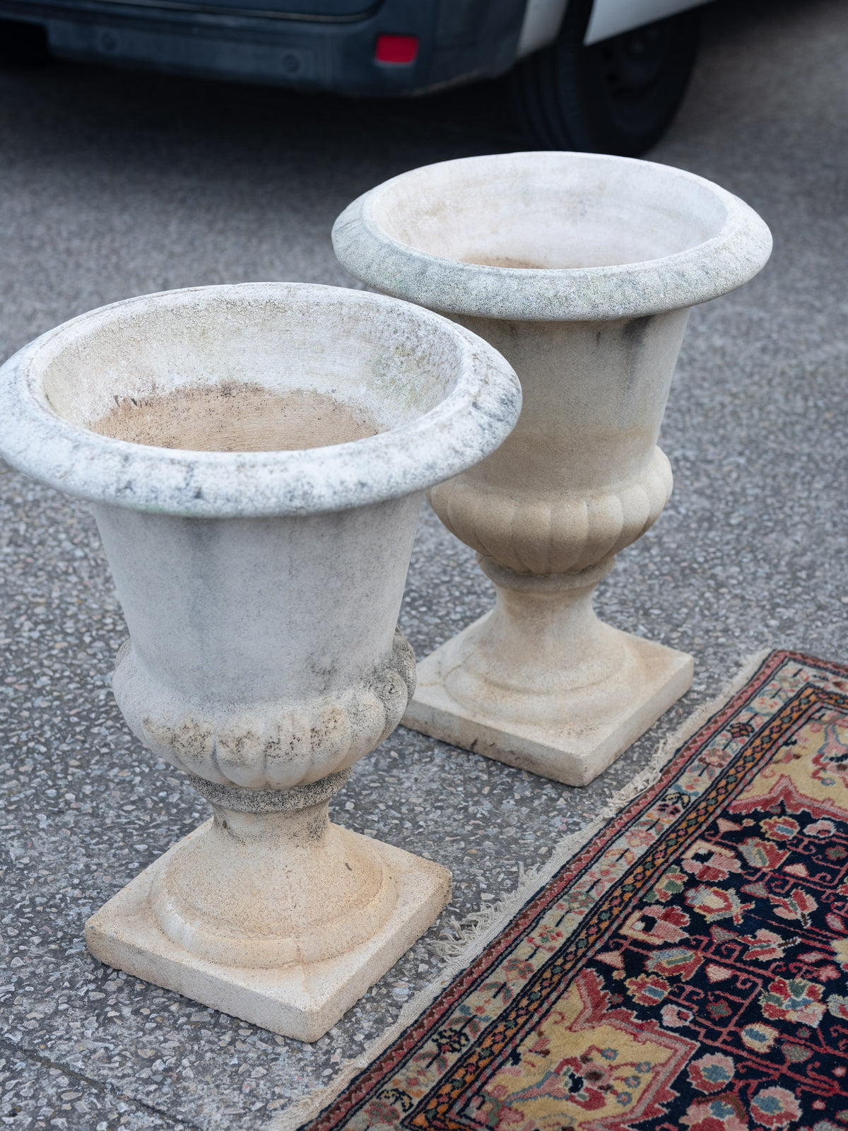 Vintage French Cast Urn | White