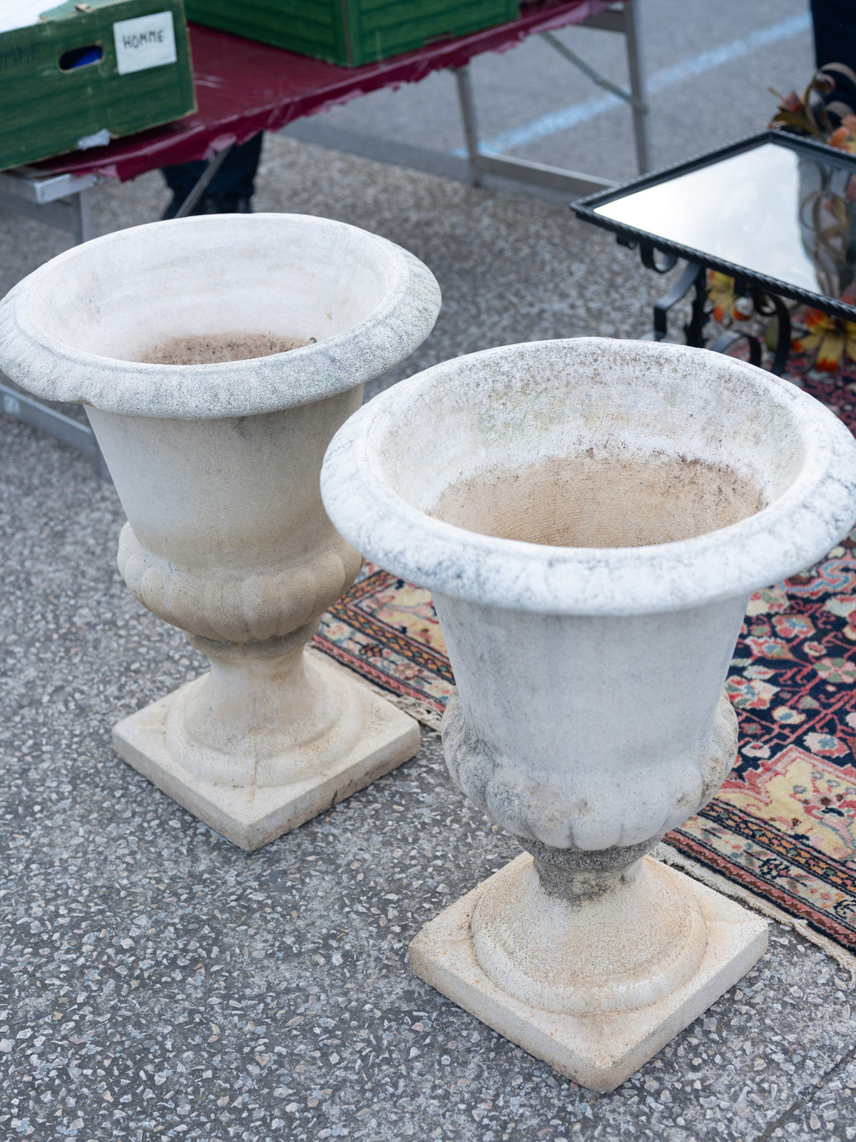 Vintage French Cast Urn | White
