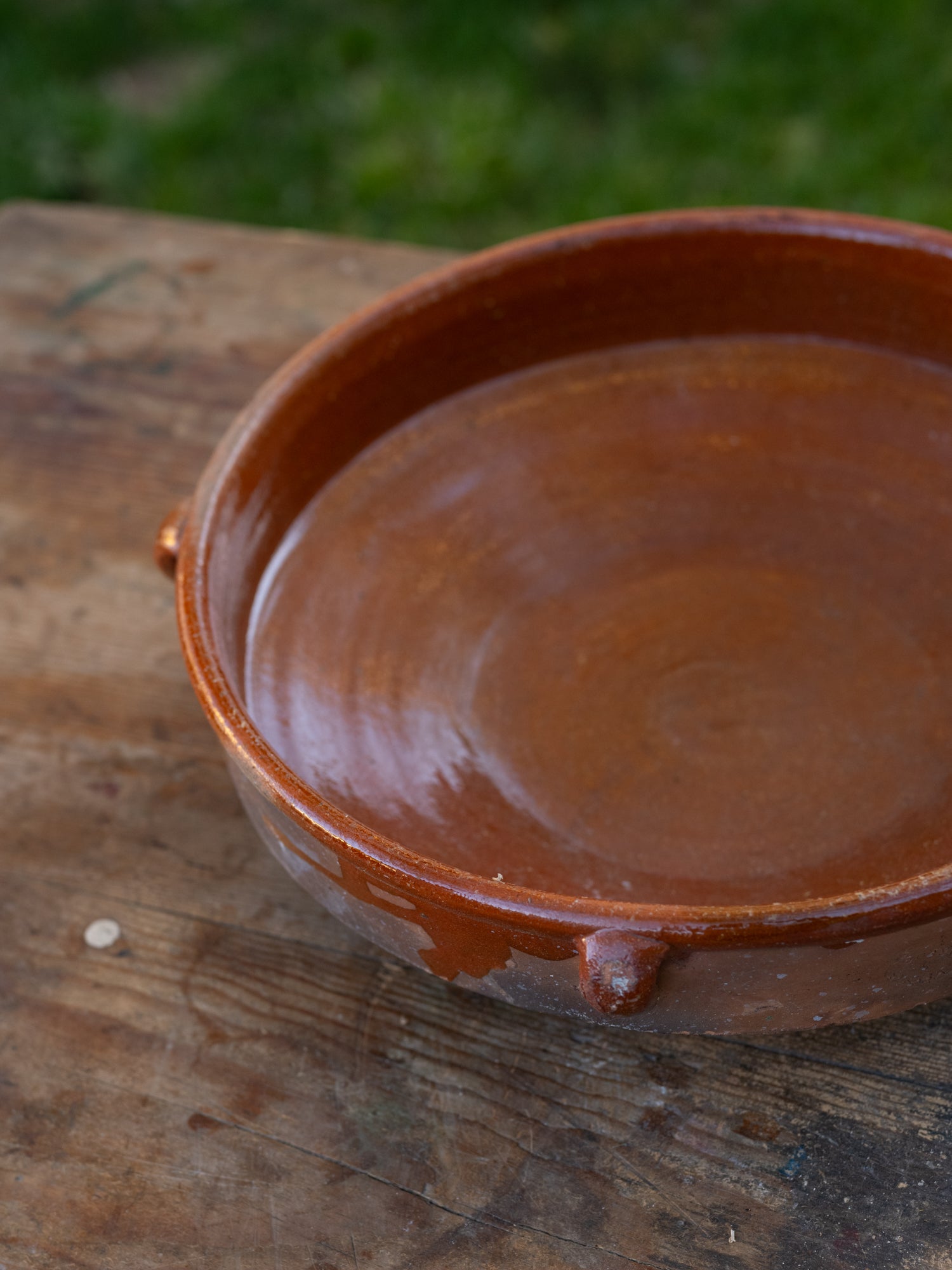 Vintage French Ceramic Vessel | Low Bowl | Rust Glazed