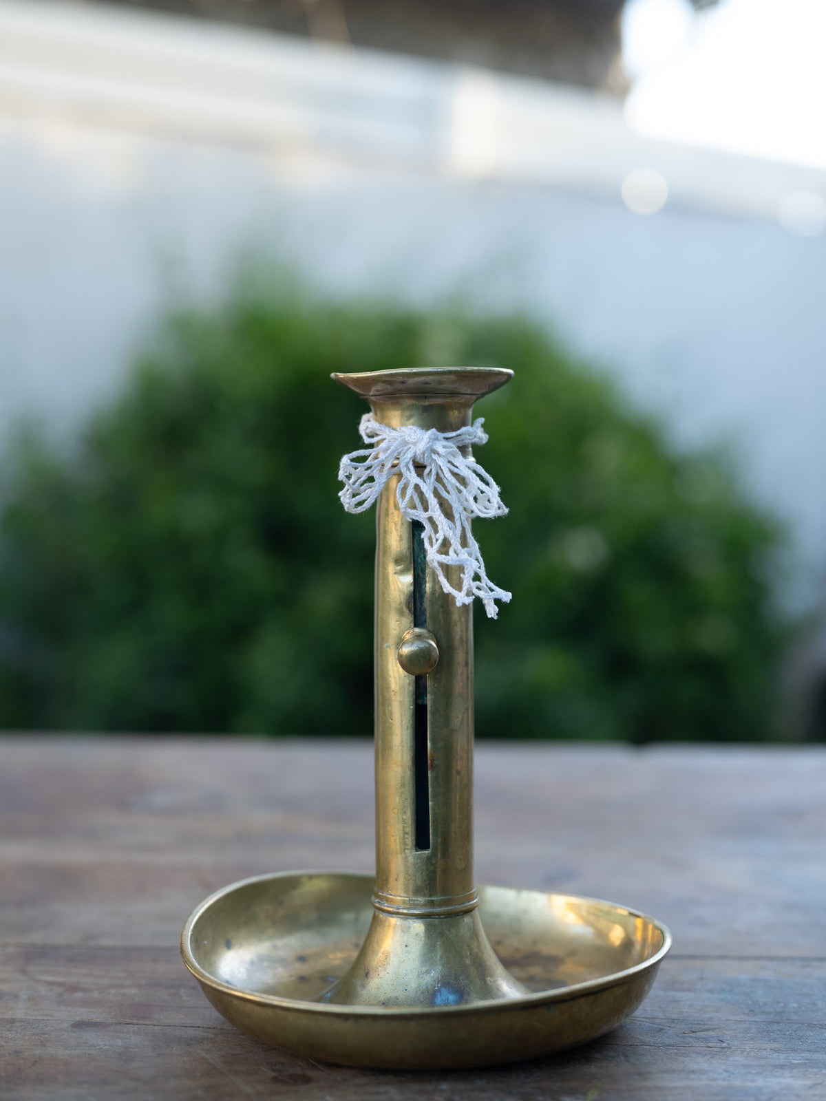 Vintage French Candlestick | Brass | Circular Dish Base