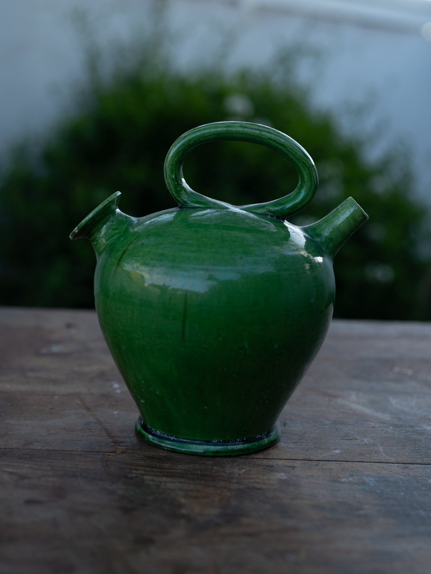 Vintage French Ceramic Water Jug | Green