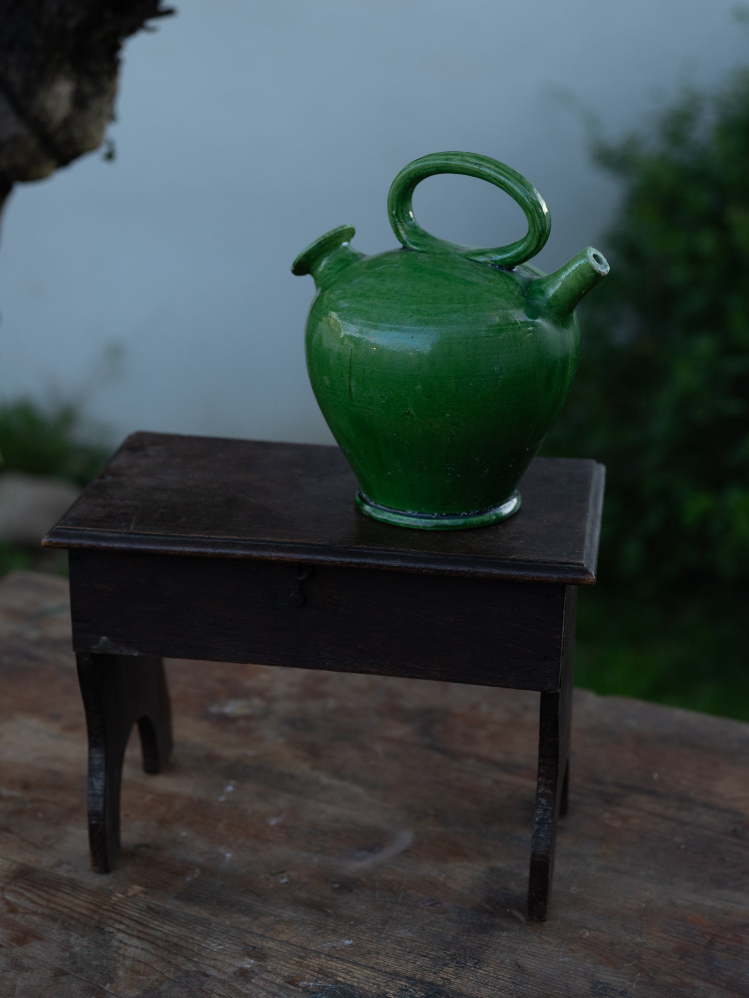Vintage French Ceramic Water Jug | Green