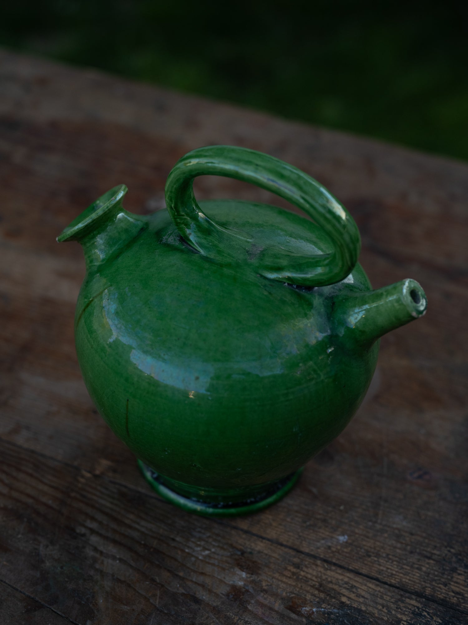 Vintage French Ceramic Water Jug | Green