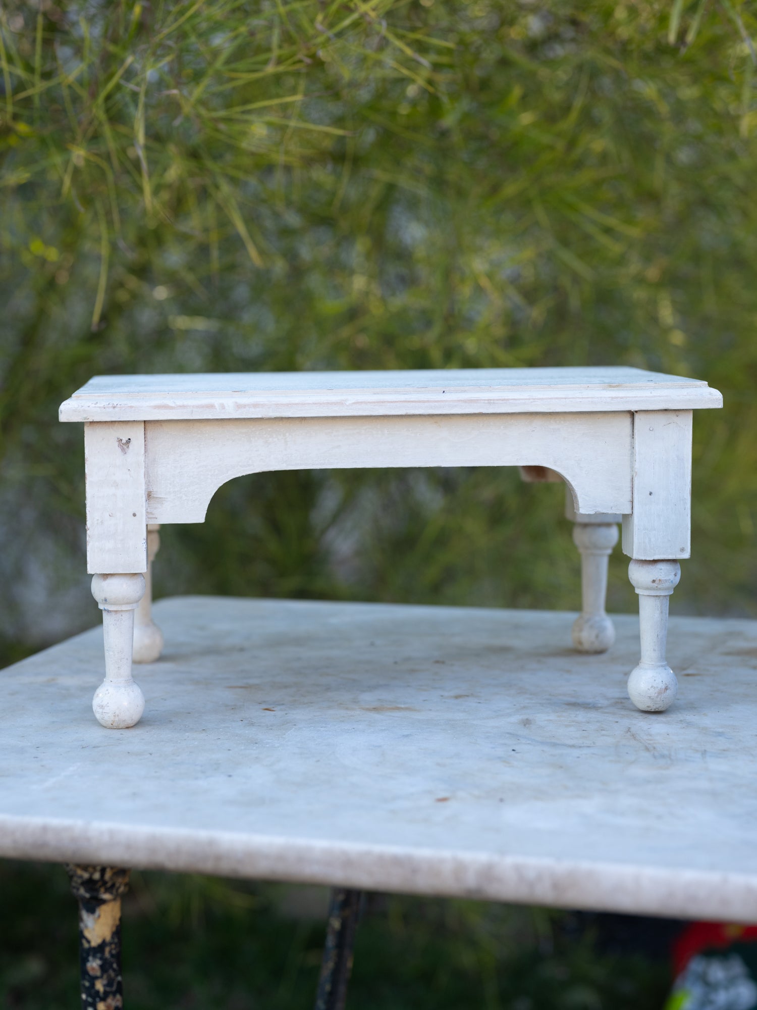 Vintage French Stool | White Ball Foot Stool
