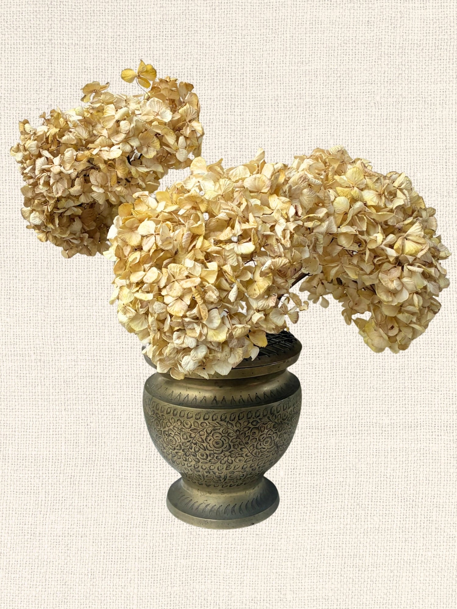 Etched Brass Floral Vase