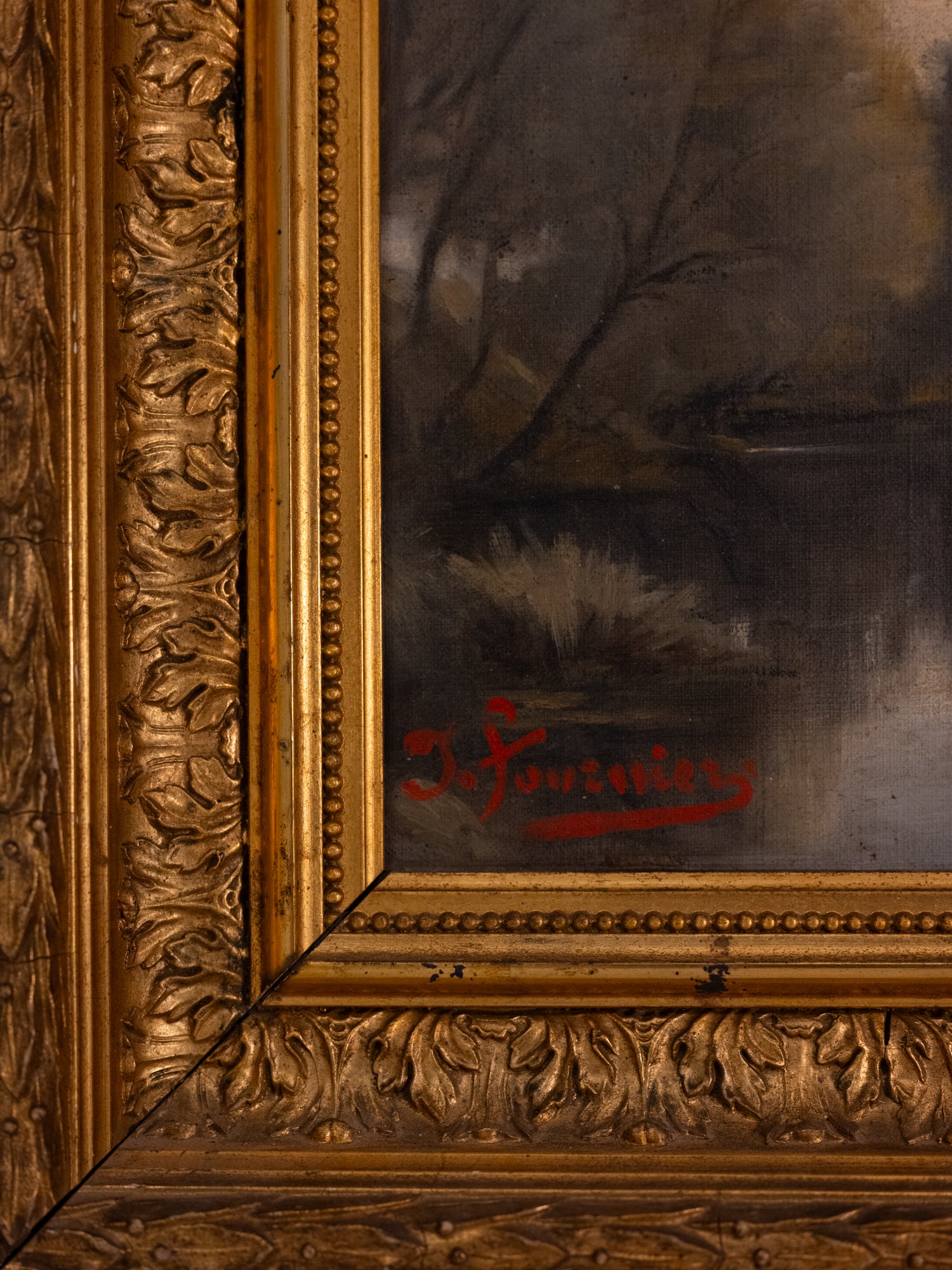 Vintage French Art | Glassy Lake w/Trees