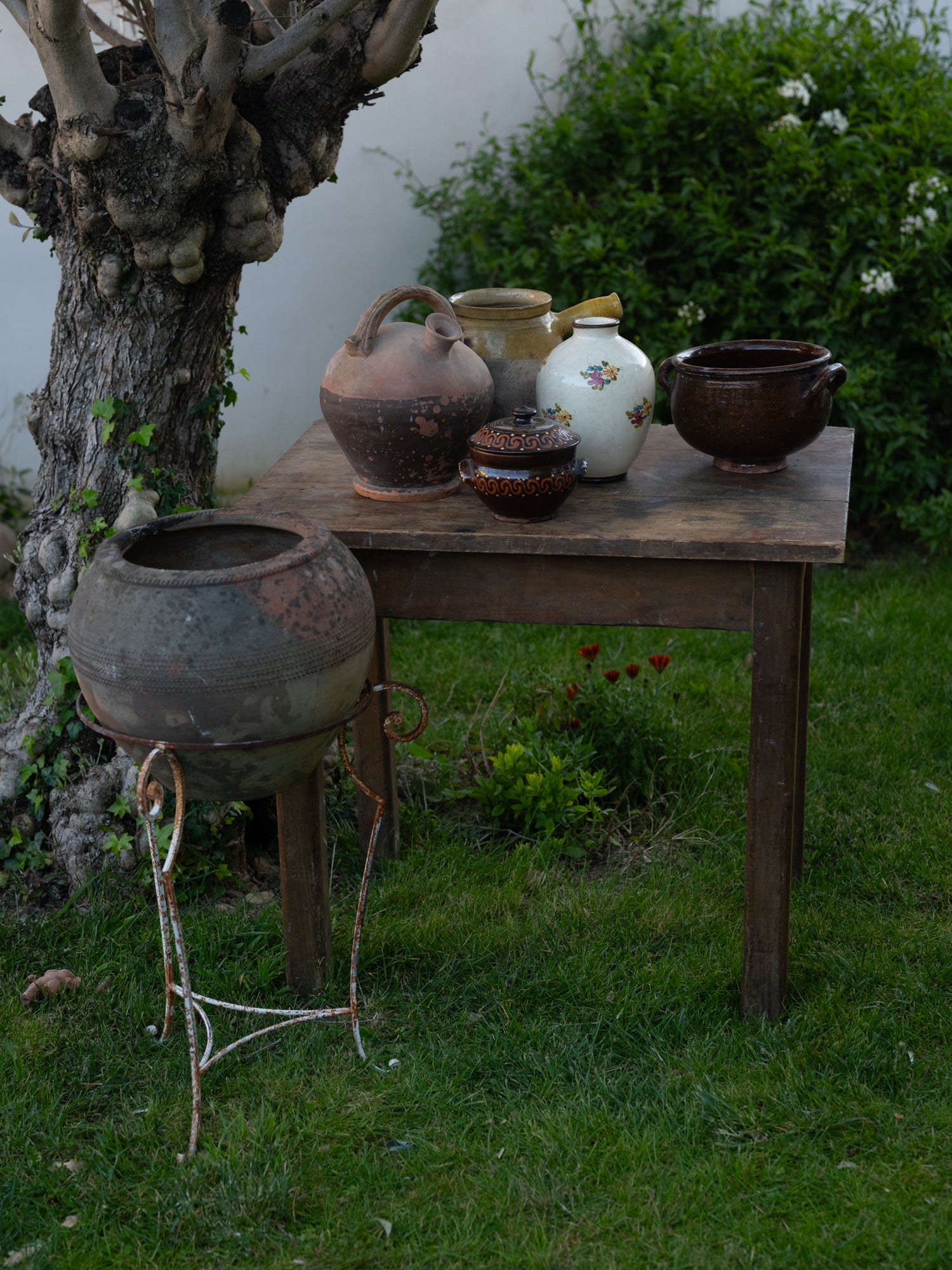 Vintage French Ceramic Vessel | Side Handle | Mustard Tall
