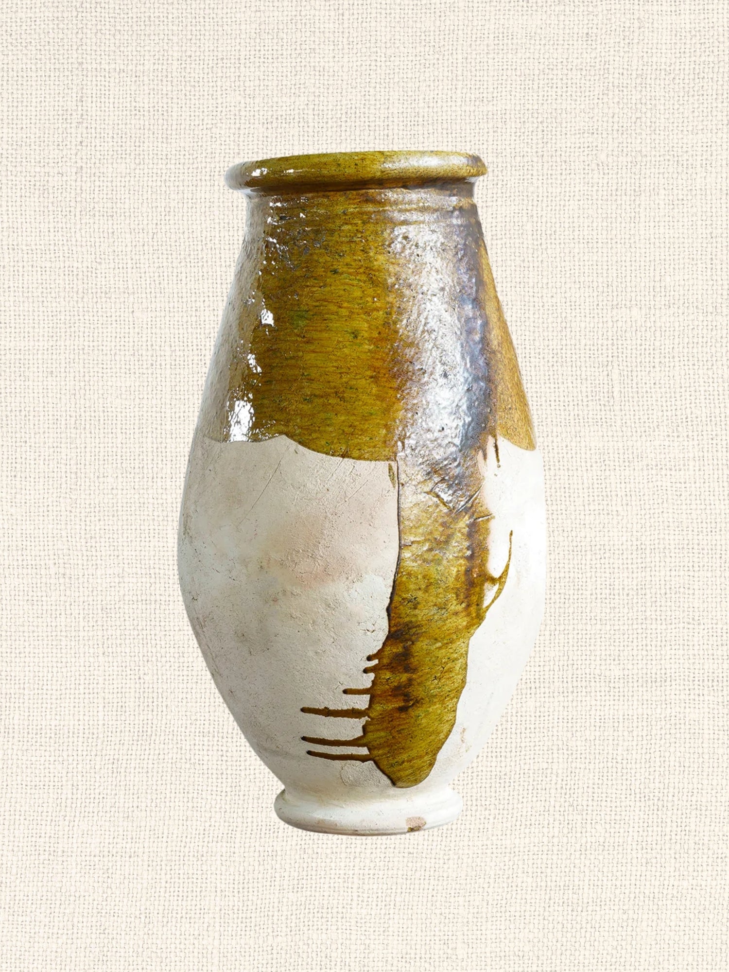 Moroccan Tamegroute Pot | Half Glaze | Mustard