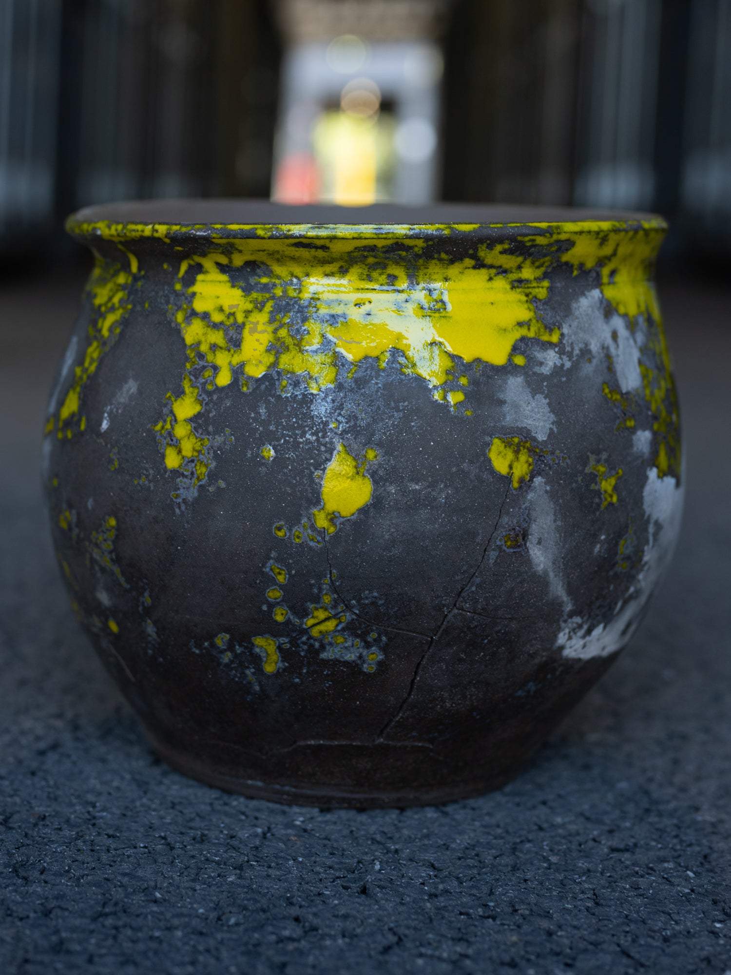 Anduze Ceramic Planter | Yellow Glaze Rim | Medium